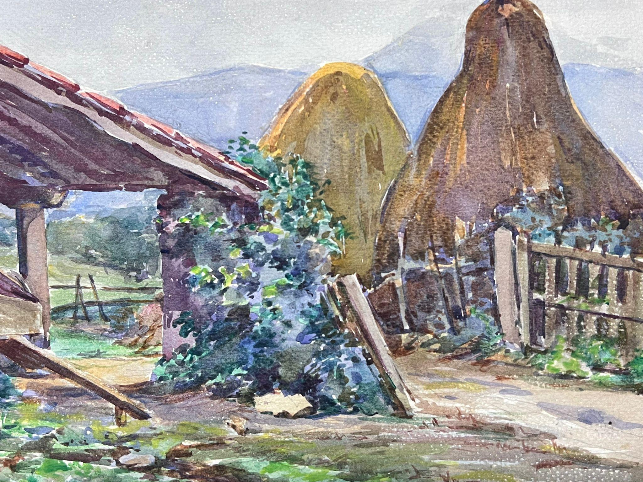 Vintage French Painting
by Louise Alix (French, 1888-1980) *see notes below
provenance stamp to the back 
signed watercolour painting on artist paper, unframed
measures: 8.5 inches high by 11.75 inches wide
condition: overall very good and sound, a