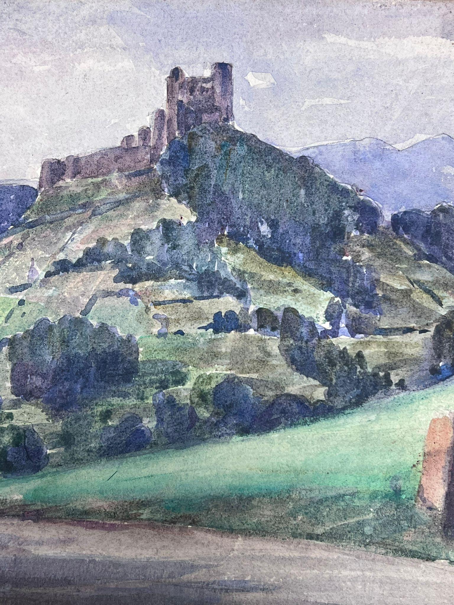 French Landscape 
by Louise Alix (French, 1888-1980) *see notes below
double sided
provenance stamp to the back 
watercolour painting on artist paper, unframed
measures: 8.25 high by 10.5 inches wide
condition: overall very good and sound, a few