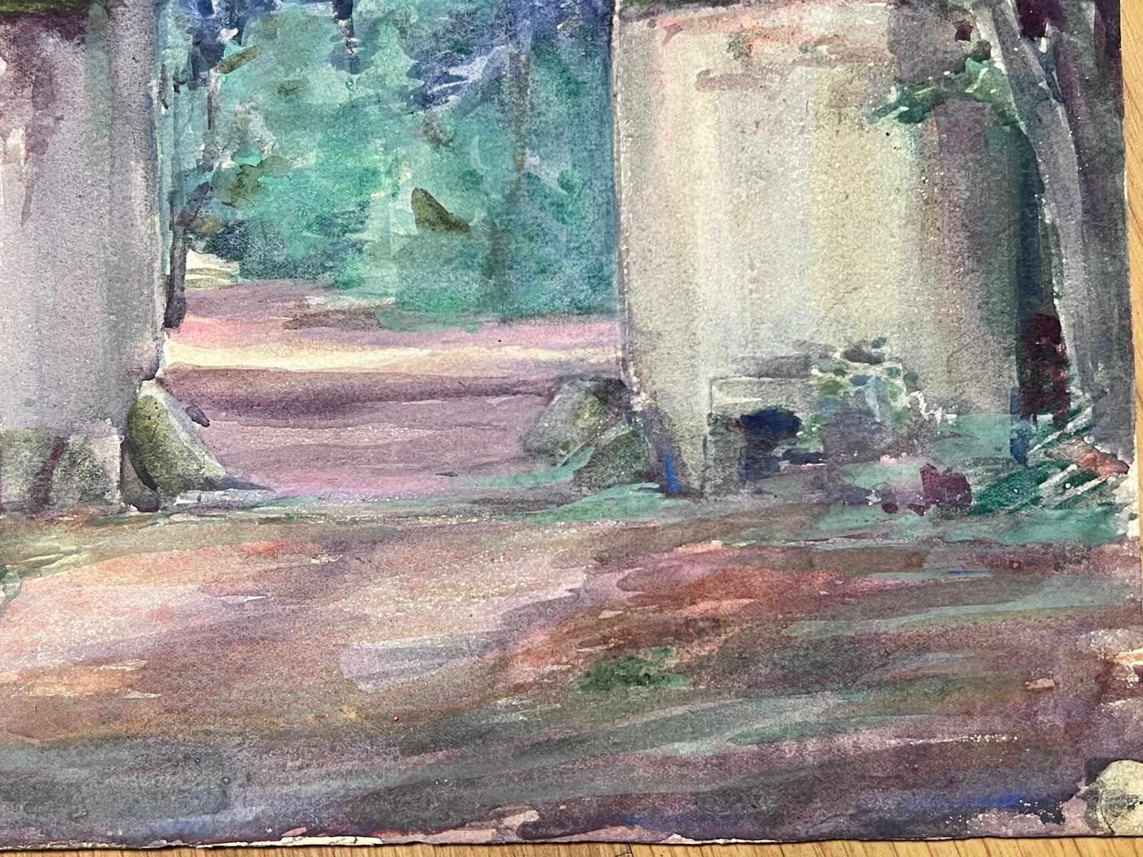 Vintage French Painting
by Louise Alix (French, 1888-1980) *see notes below
provenance stamp to the back
watercolour painting on artist paper, unframed
measures: 9.5 inches high by 12.5 inches wide
condition: overall very good and sound, a few