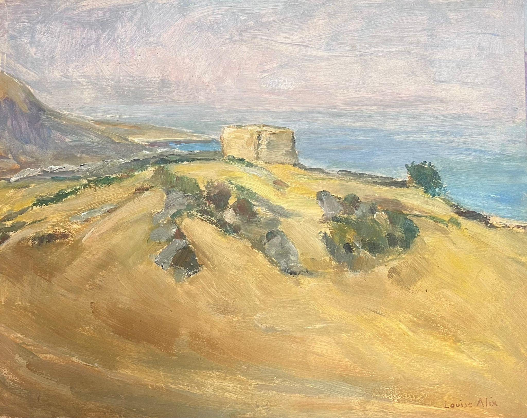 1930's French Oil Painting High Sand Dune Beach Landscape