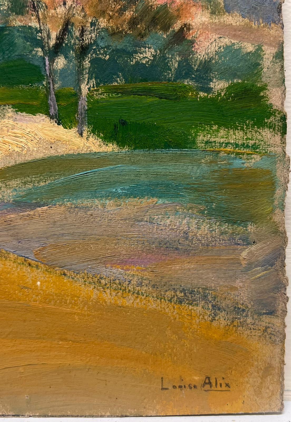 Pittura a olio del 1930, villaggio francese alle spalle  Greene & Greene  Paesaggio - Painting Impressionismo di Louise Alix