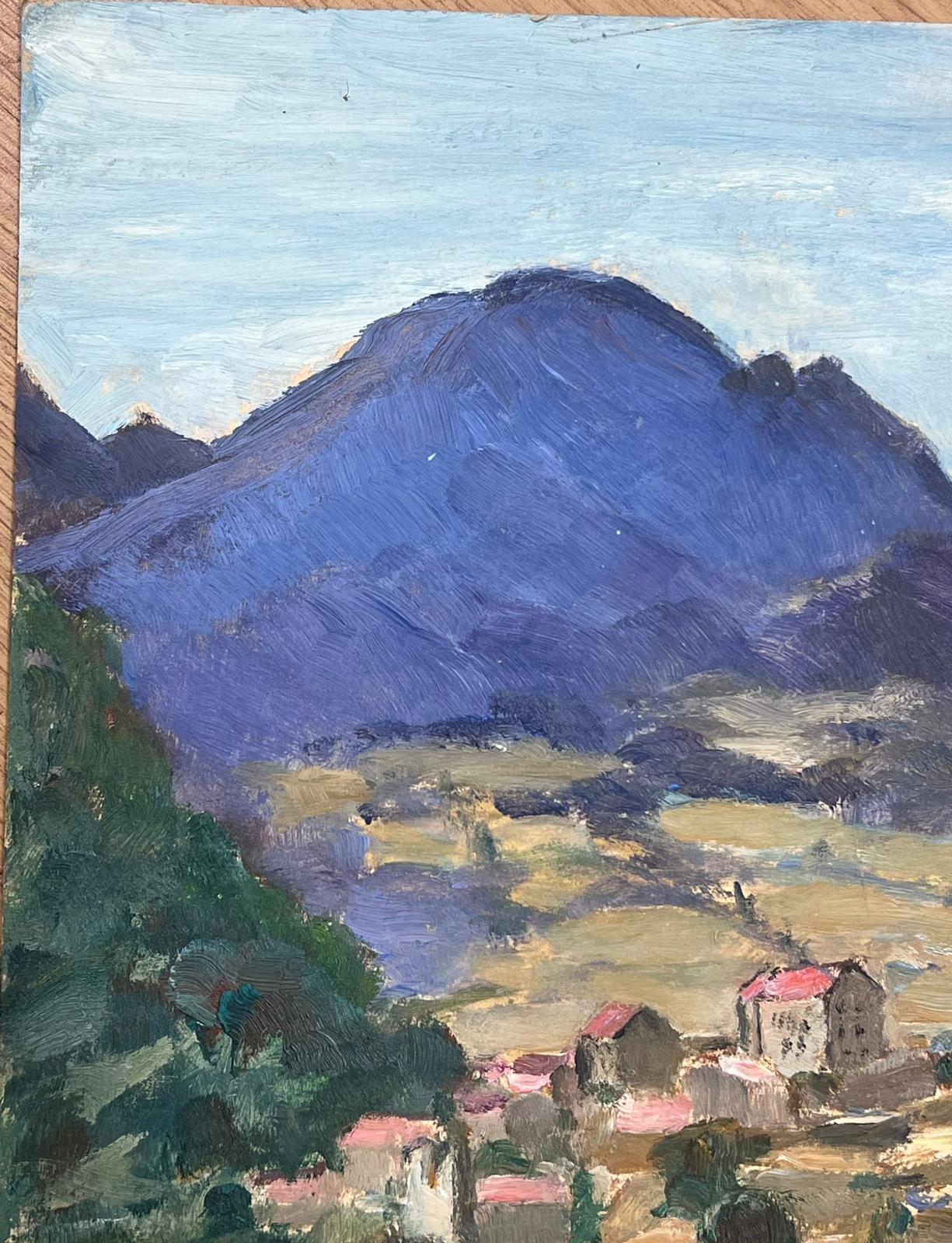 Pintura al óleo impresionista francesa de los años 50 Vista sobre Cobara Salerno Sur de Italia - Painting Impresionista de Louise Alix