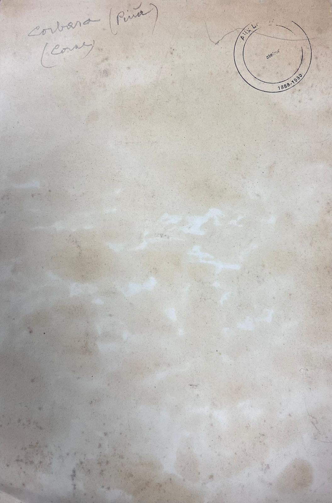 Pintura al óleo impresionista francesa de los años 50 Vista sobre Cobara Salerno Sur de Italia 2