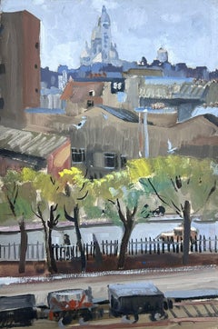 1950's View over Montmartre Paris Sacre Coeur French Modernist Oil Painting