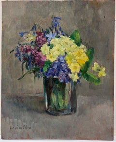 Beautiful Vintage French Impressionist Oil Painting Flowers in Vase Signed