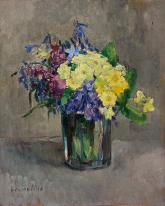 Beautiful Vintage French Impressionist Oil Painting Flowers in Vase Signed
