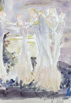 Figures In White Dancing In The Summer's Light Forest 1930's French Landscape