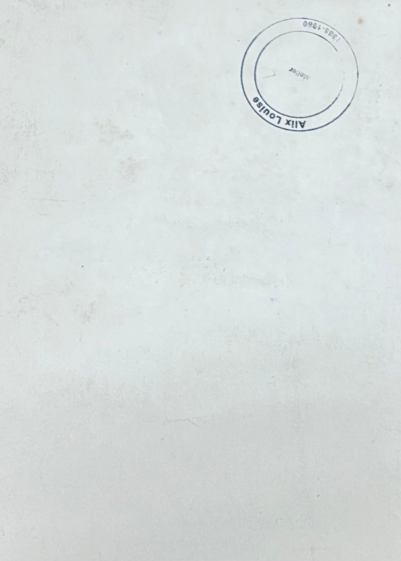 Französische Landschaft
signiert von Louise Alix (Französisch, 1888-1980) *siehe Anmerkungen unten
Provenienzstempel auf der Rückseite 
Aquarell auf Künstlerpapier, ungerahmt
Maße: 11,75 hoch und 8 Zoll breit
Zustand: insgesamt sehr gut und solide,