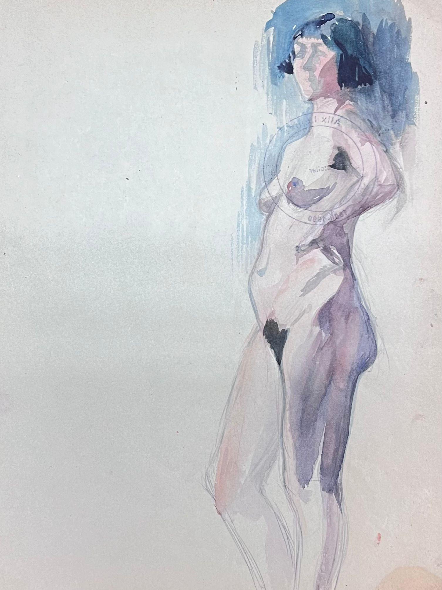 Mujer desnuda
de Louise Alix (francesa, 1888-1980) *ver notas más abajo
sello de procedencia en el reverso 
pintura en acuarela sobre papel de artista, sin enmarcar
medidas 10 de alto por 8 de ancho
Estado: en general, muy bueno y en buen estado,