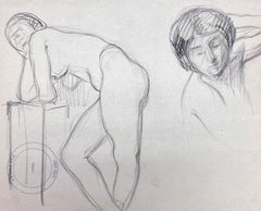 French Impressionist Nude Female Figures Pencil Sketch