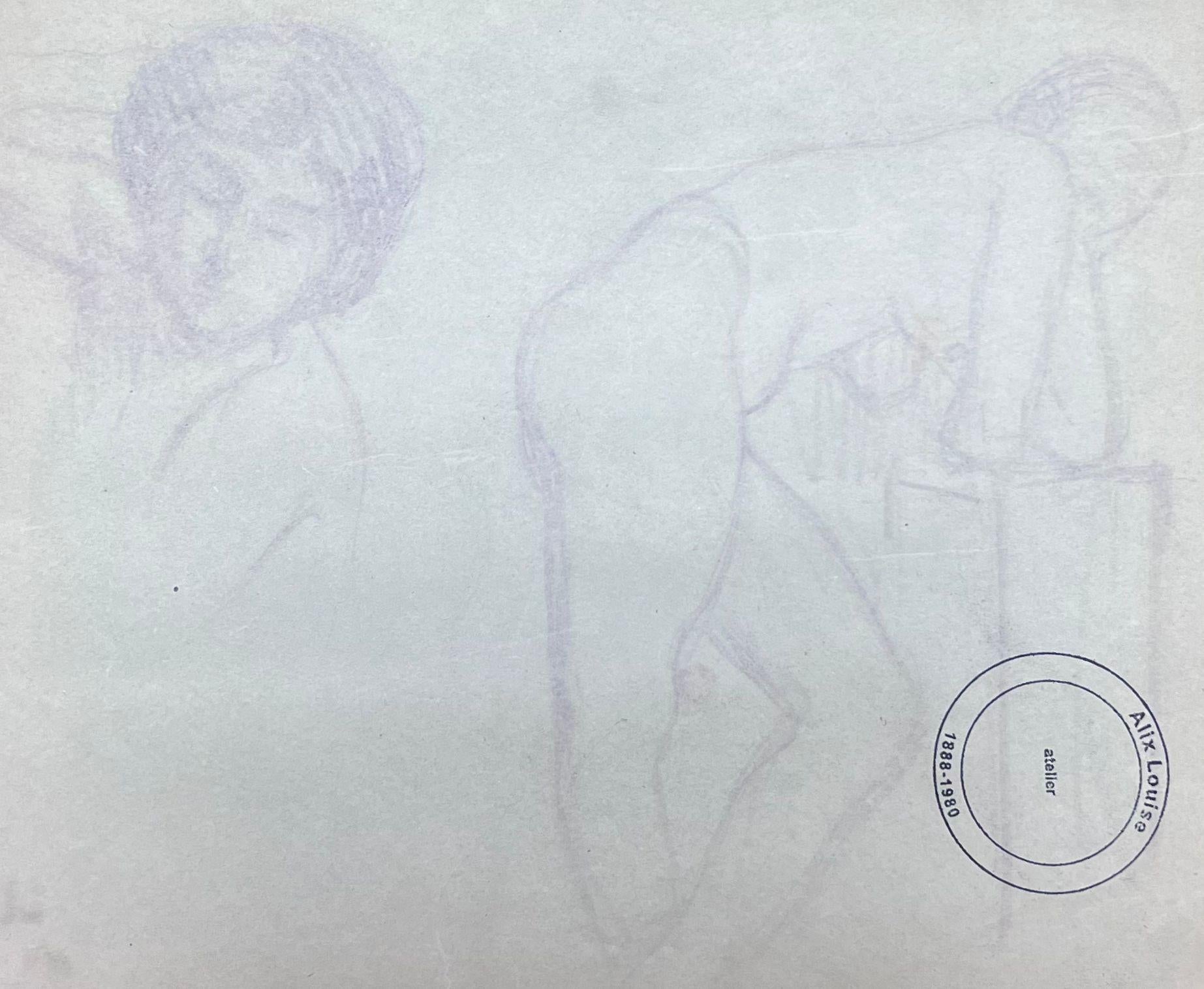 French Impressionist Nude Female Figures Pencil Sketch - Gray Nude Painting by Louise Alix
