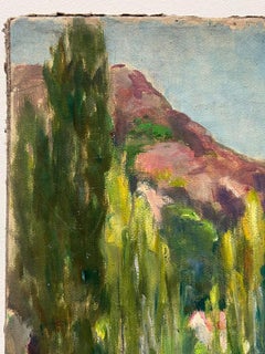 French Impressionist Oil Painting Provence Tall Tree Pathway