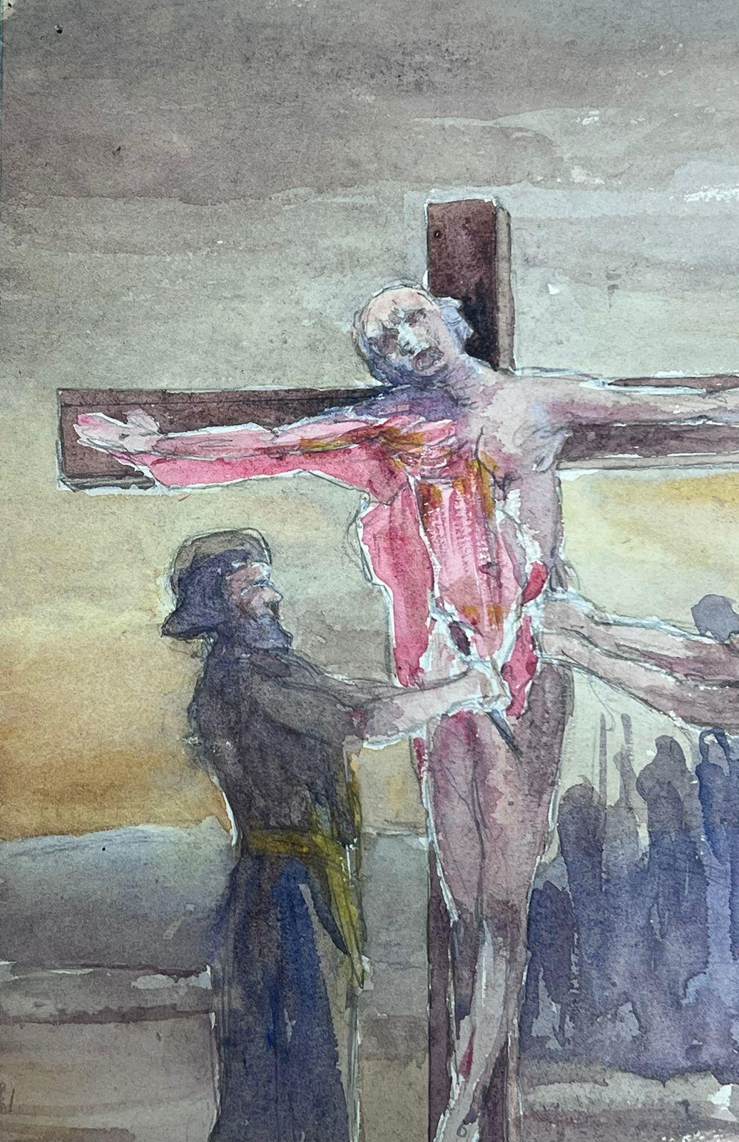 Jesus On The Cross Kruzifixion, Adaption des französischen Impressionismus der 1930er Jahre – Painting von Louise Alix