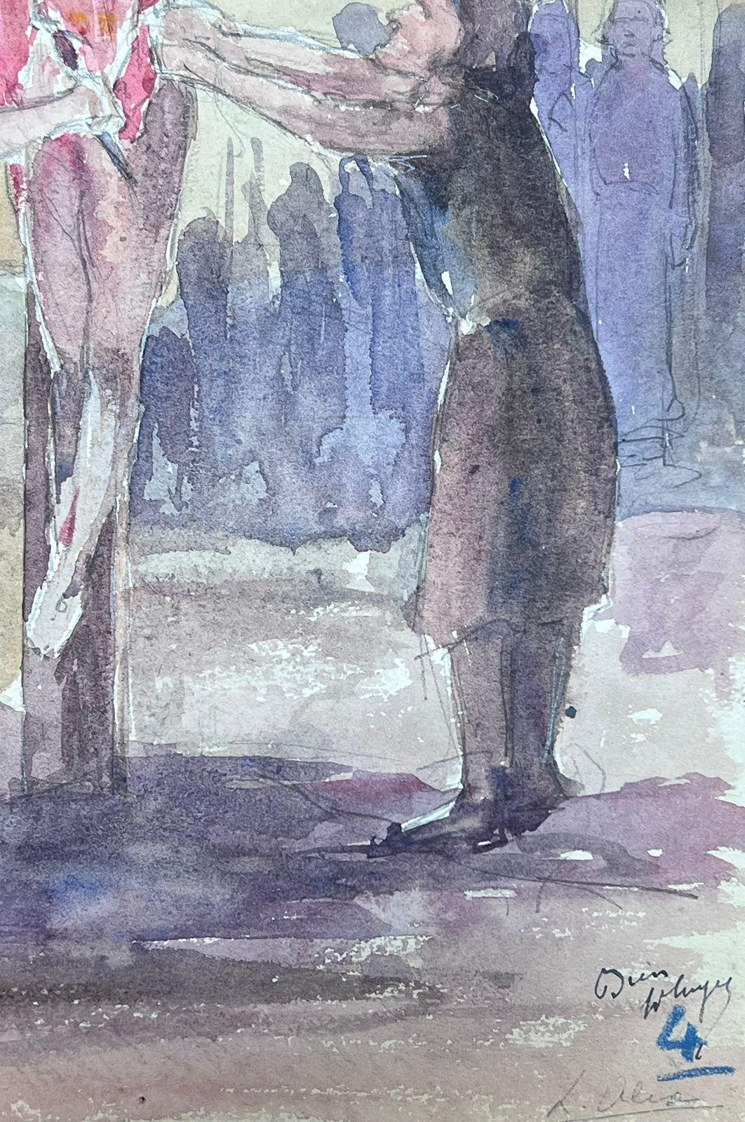 Jesus On The Cross Kruzifixion, Adaption des französischen Impressionismus der 1930er Jahre (Grau), Figurative Painting, von Louise Alix