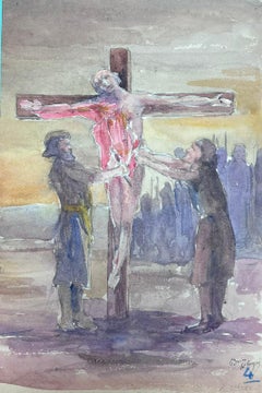 Jesus On The Cross Crucifixion Adaptation 1930's French Impressionist
