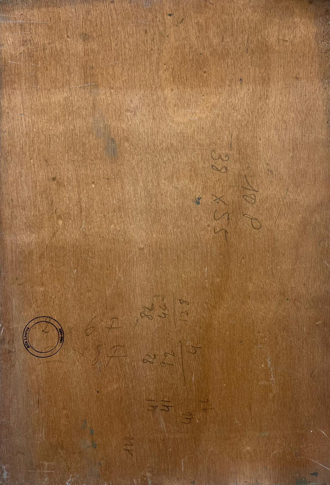 de Louise Alix (francesa, 1888-1980) *ver notas más abajo
sello de procedencia en el reverso  
óleo sobre tabla, sin enmarcar
medidas 18 de alto por 13 pulgadas de ancho
Estado: en general, muy bueno y en buen estado, con algunos rasguños y marcas
