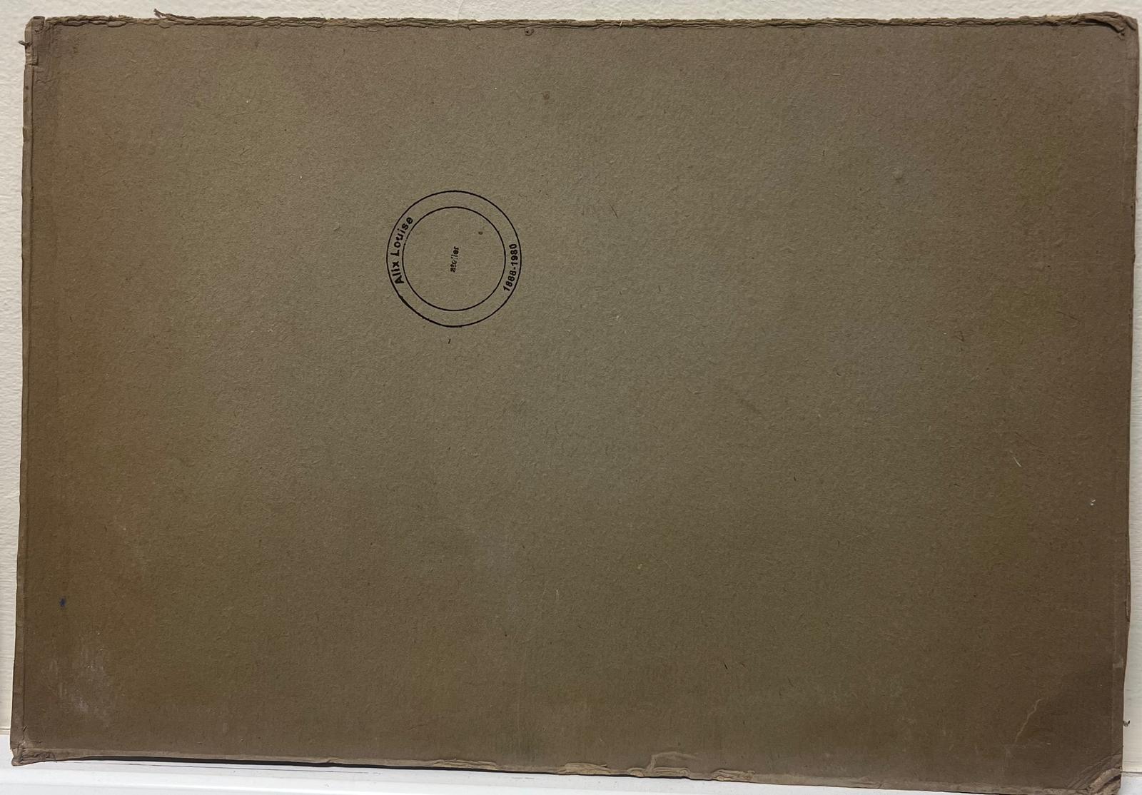 La femme en bleu
de Louise Alix (française, 1888-1980) *voir notes ci-dessous
cachet de provenance au dos 
peinture à l'huile sur carton, non encadrée
mesure : 9,75 pouces de haut par 14,5 pouces de large
état : globalement très bon et sain,