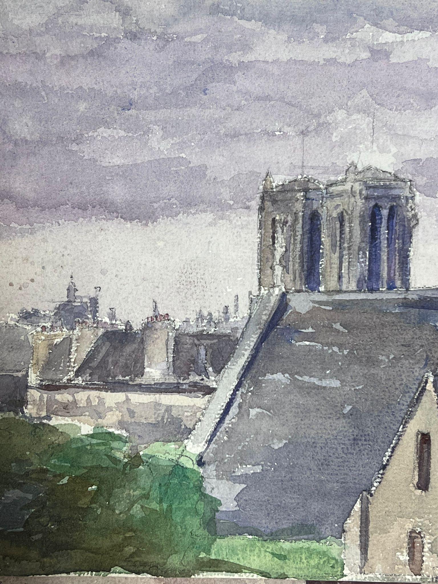 Parisian Roof Tops Notre Damme 1930's French Impressionist Landscape - Art by Louise Alix