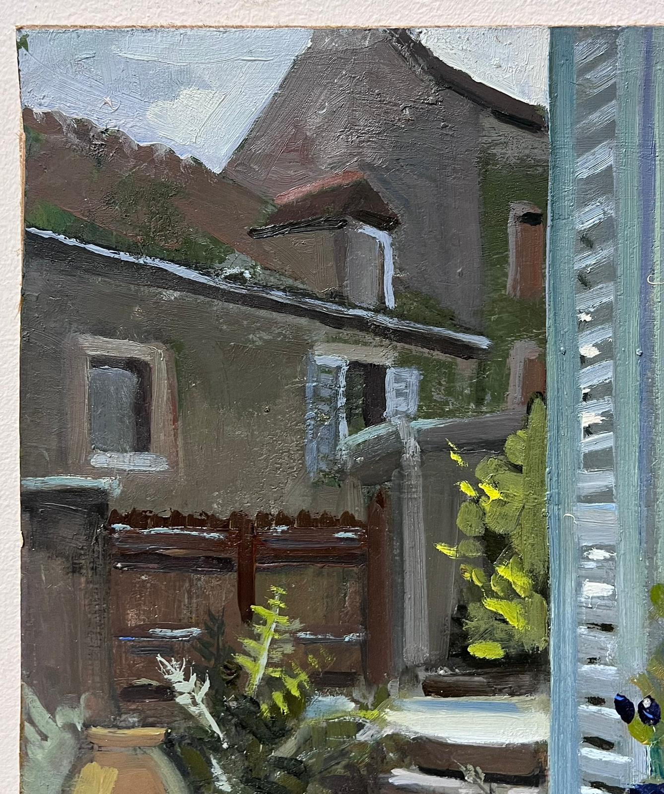 El jardín de los artistas y las contraventanas francesas Óleo impresionista francés de 1940 - Painting Impresionista de Louise Alix