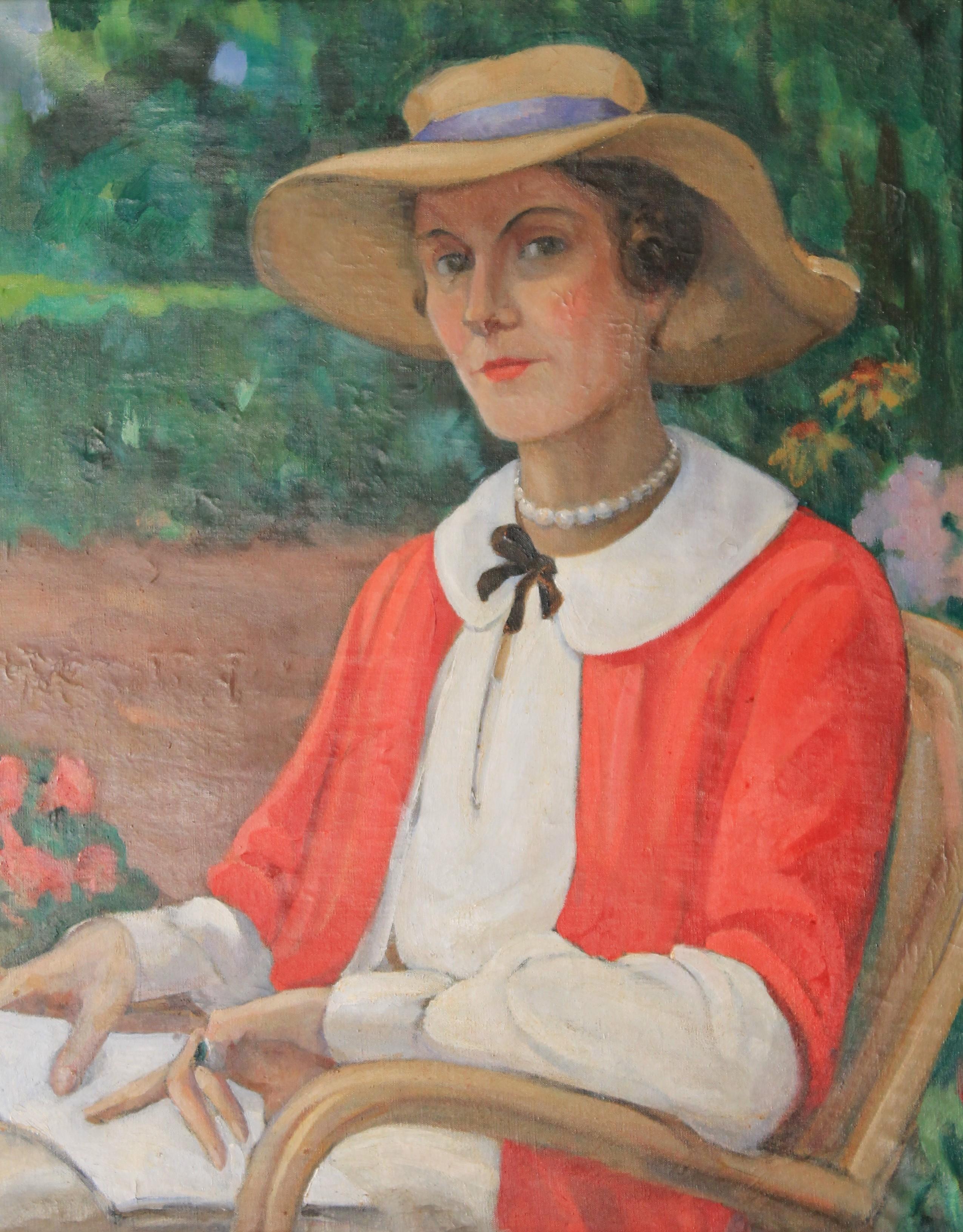 Ritratto di donna la donna sulla sedia da giardino di Louise Alix 1