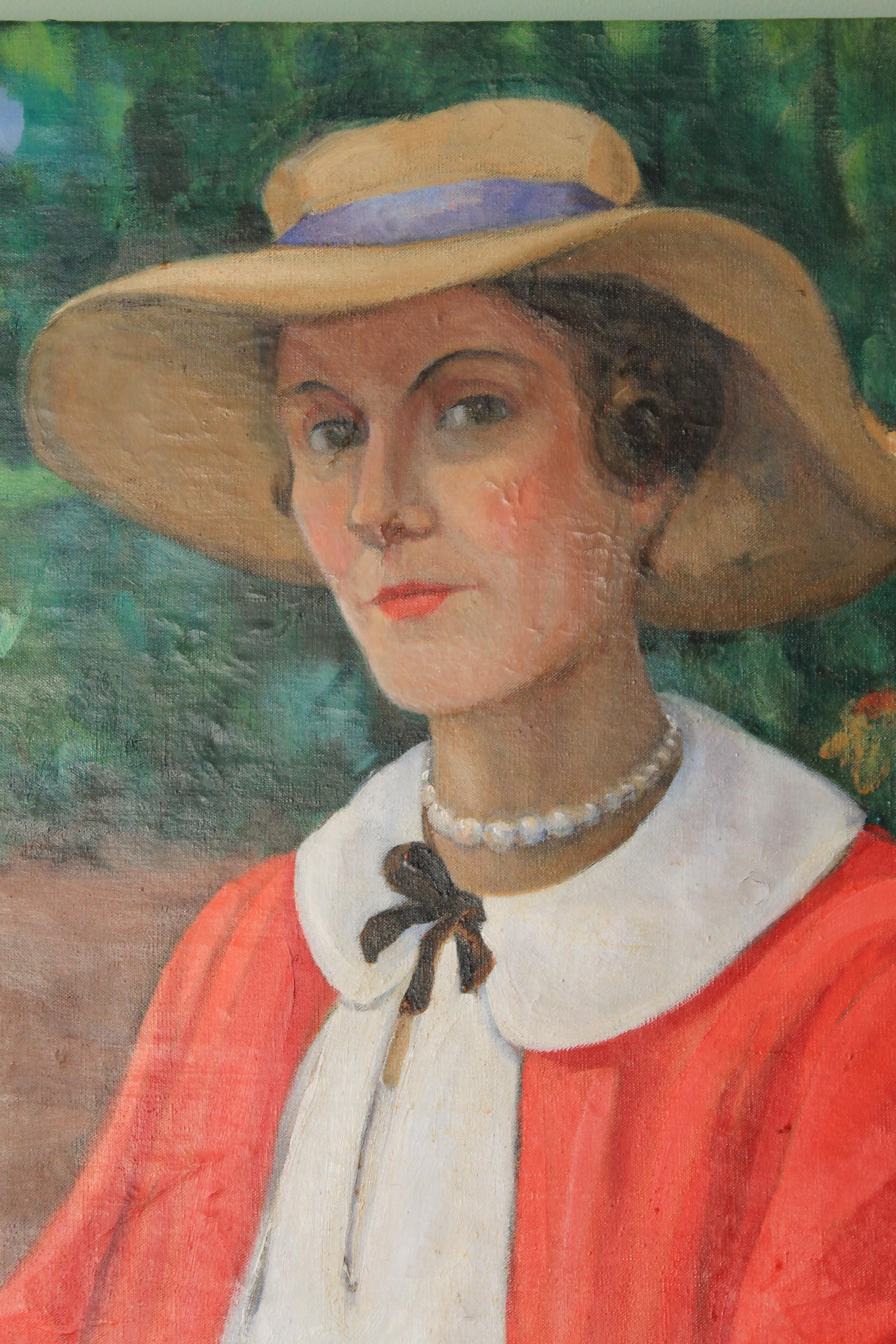 Ritratto di donna la donna sulla sedia da giardino di Louise Alix 2