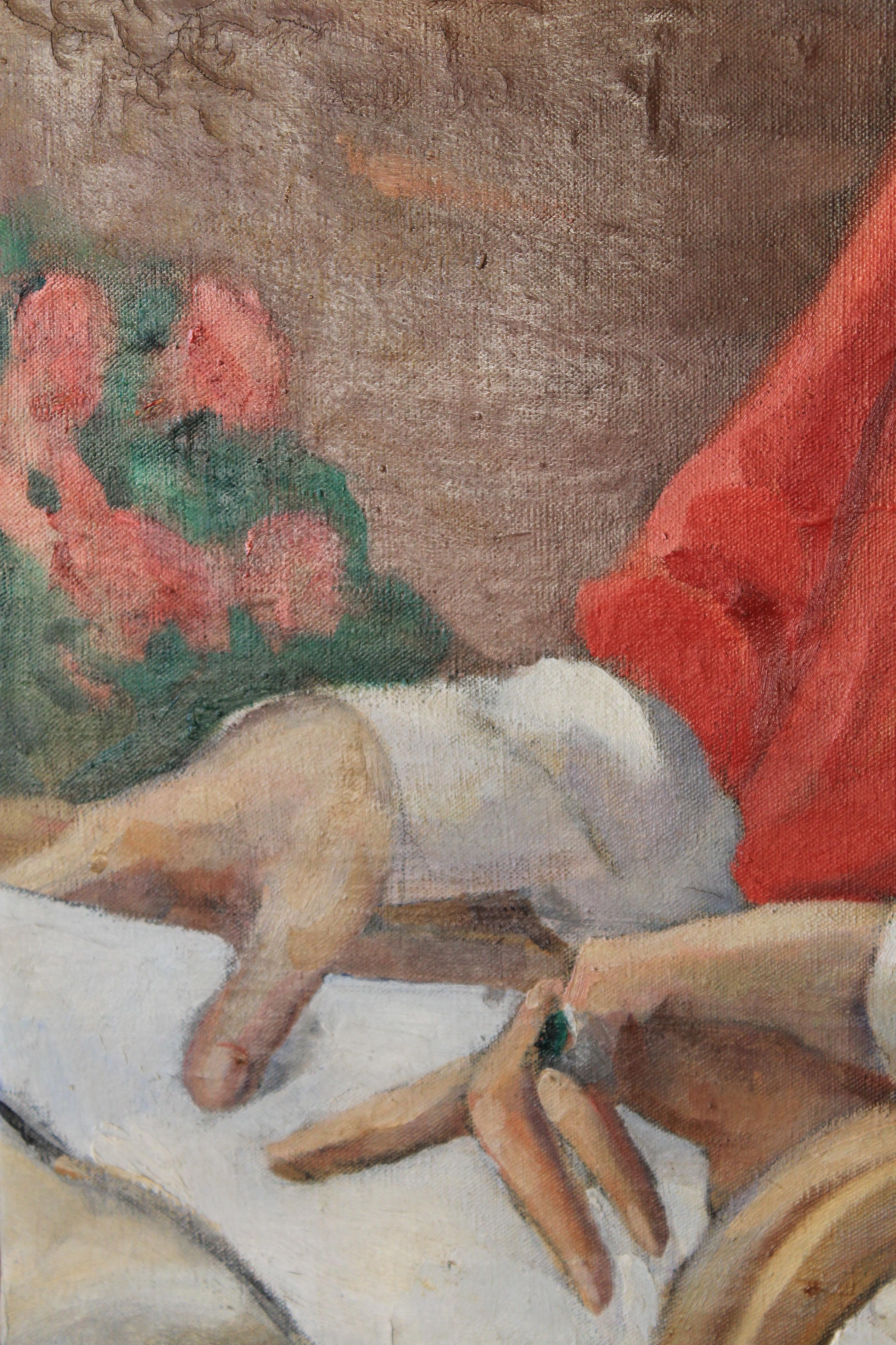 Ritratto di donna la donna sulla sedia da giardino di Louise Alix 6