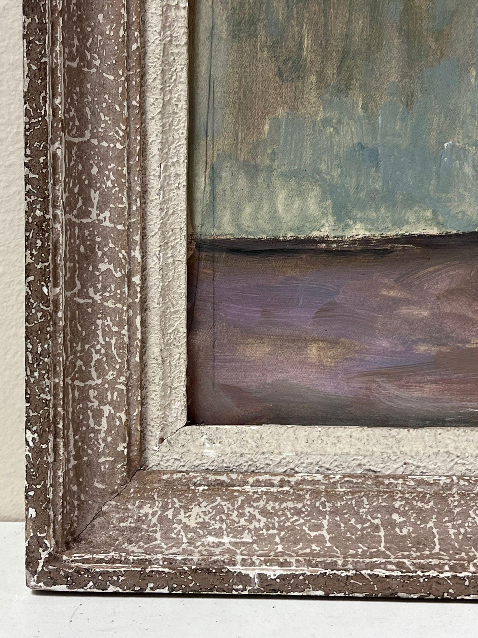 Französische impressionistische Ölblumenvase im Vintage-Stil des Impressionismus in Teal, signiert Original im Angebot 1