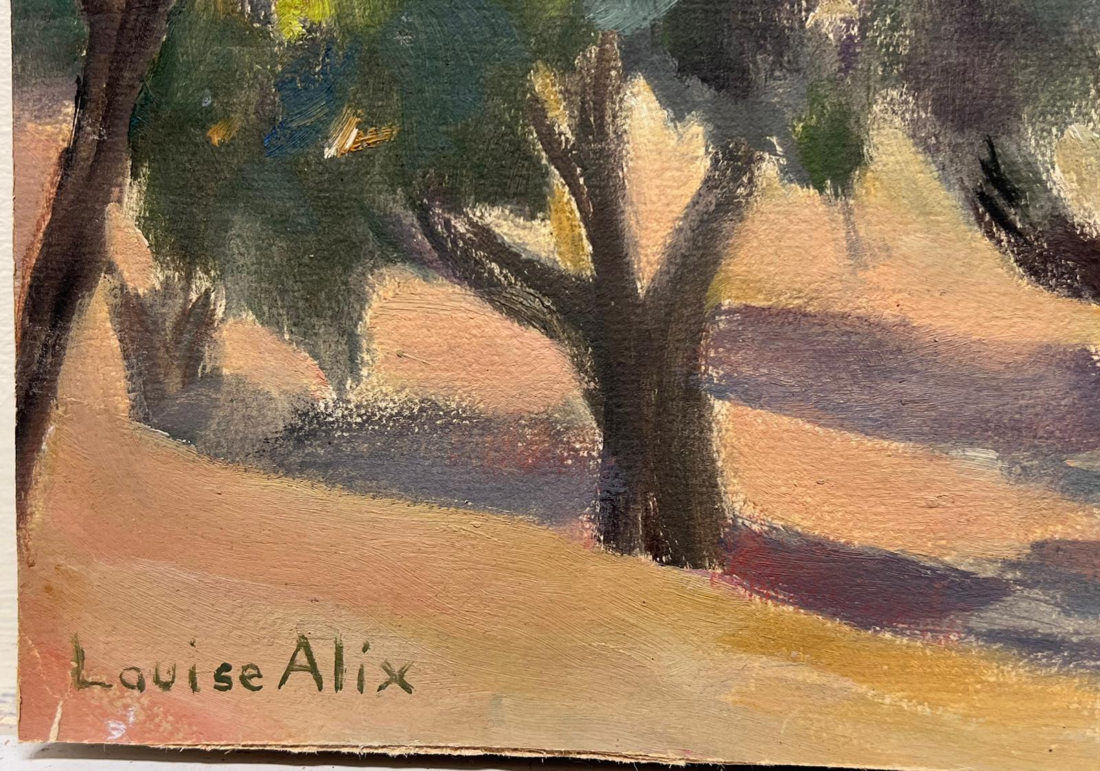 Pittura ad olio impressionista francese d'epoca Oliveti con vista sulla Provenza - Painting Impressionismo di Louise Alix