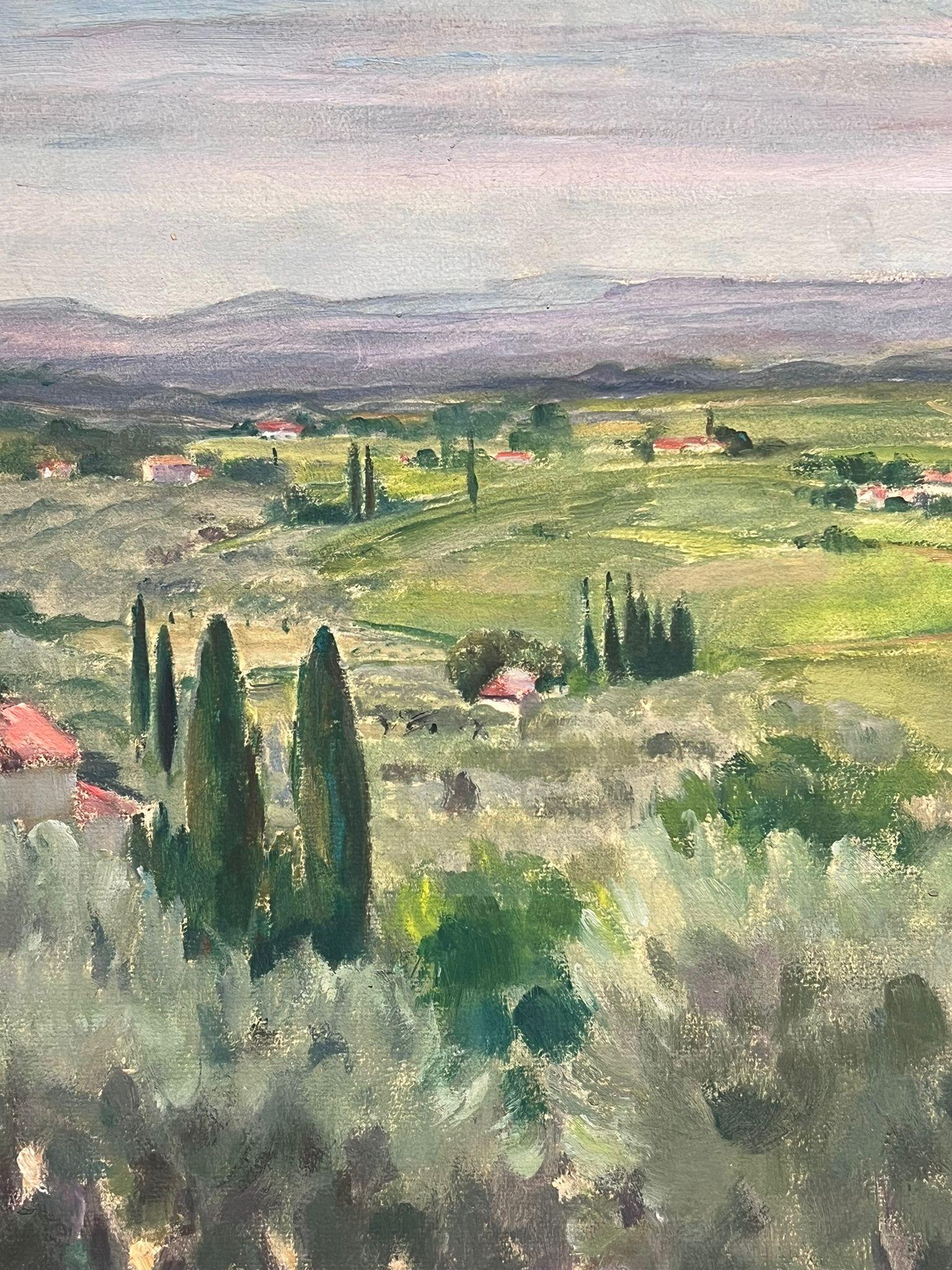 Pittura ad olio impressionista francese d'epoca Oliveti con vista sulla Provenza - Painting Impressionismo di Louise Alix