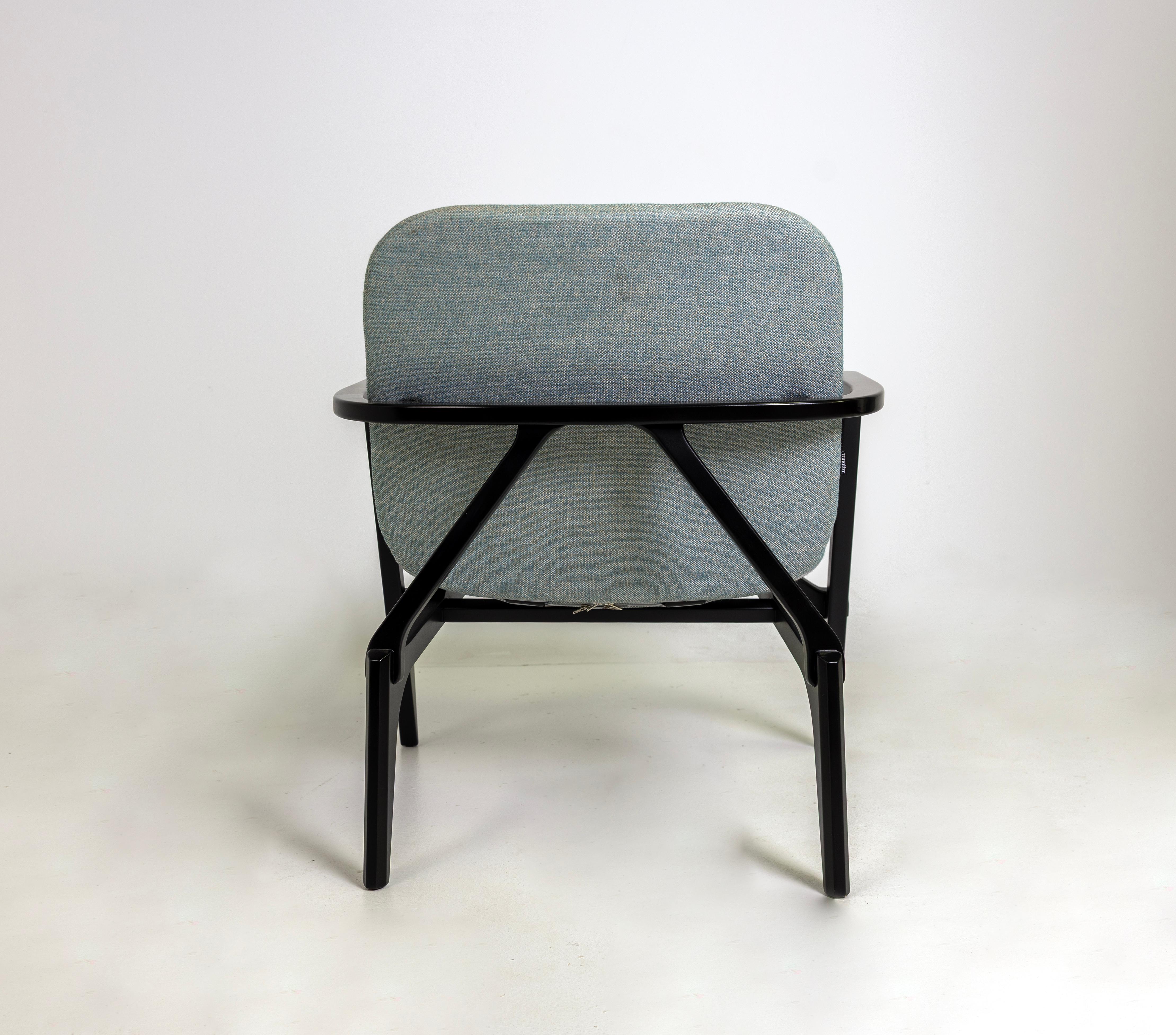 Louise Armchair by Philippe Nigro for Zanotta, Black, Fabric In Good Condition For Sale In Miami, FL