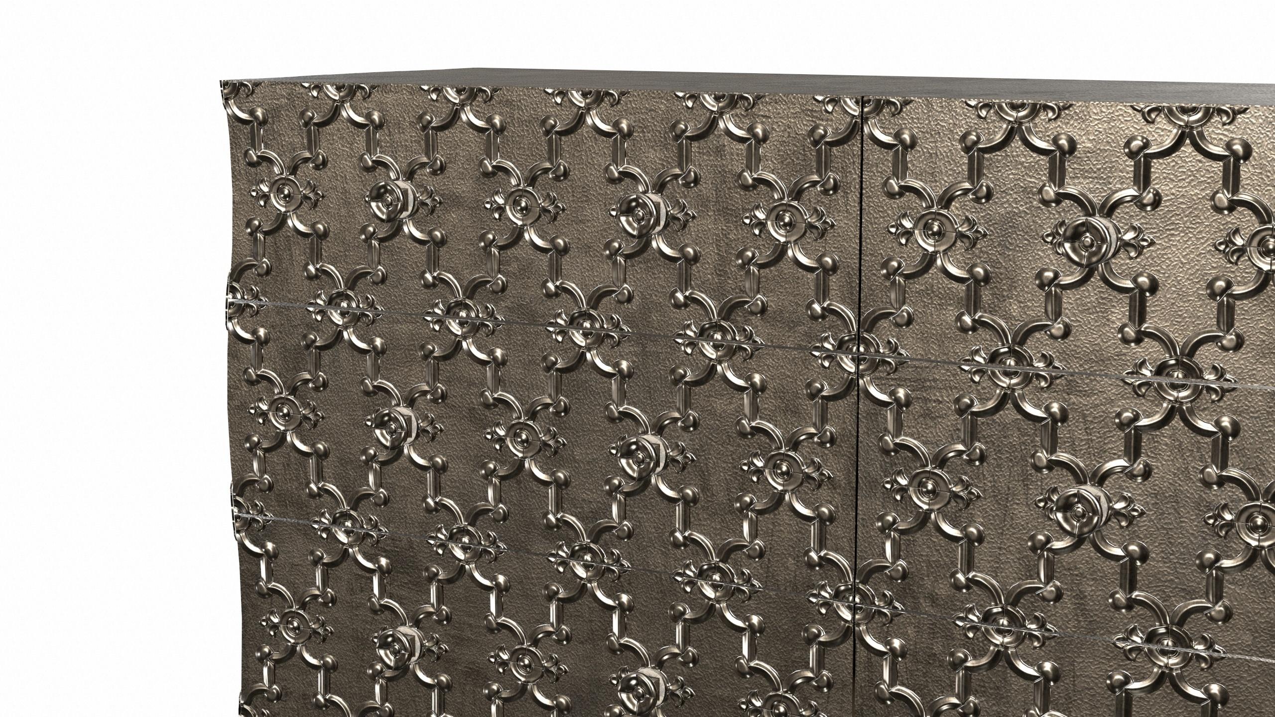 Louise Art Deco Buffet-Sideboard aus fein gehämmerter antiker Bronze von Paul Mathieu im Angebot 1