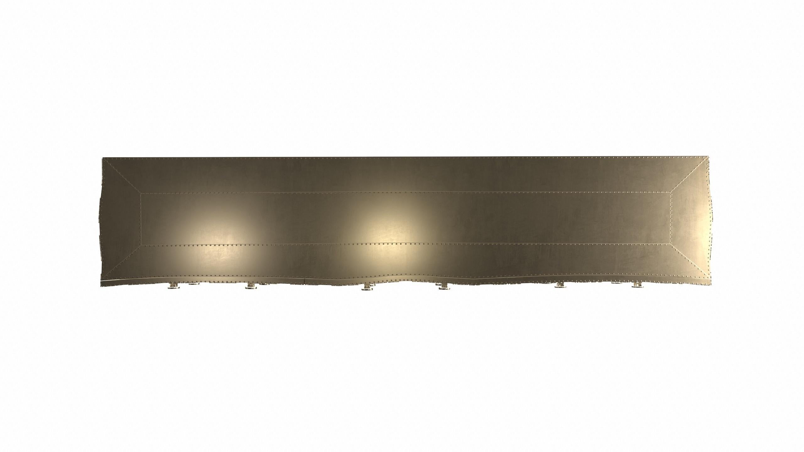 Louise Art Deco Buffet Sideboard Fleur De Lis Rauchmessing von Paul Mathieu (Metall) im Angebot