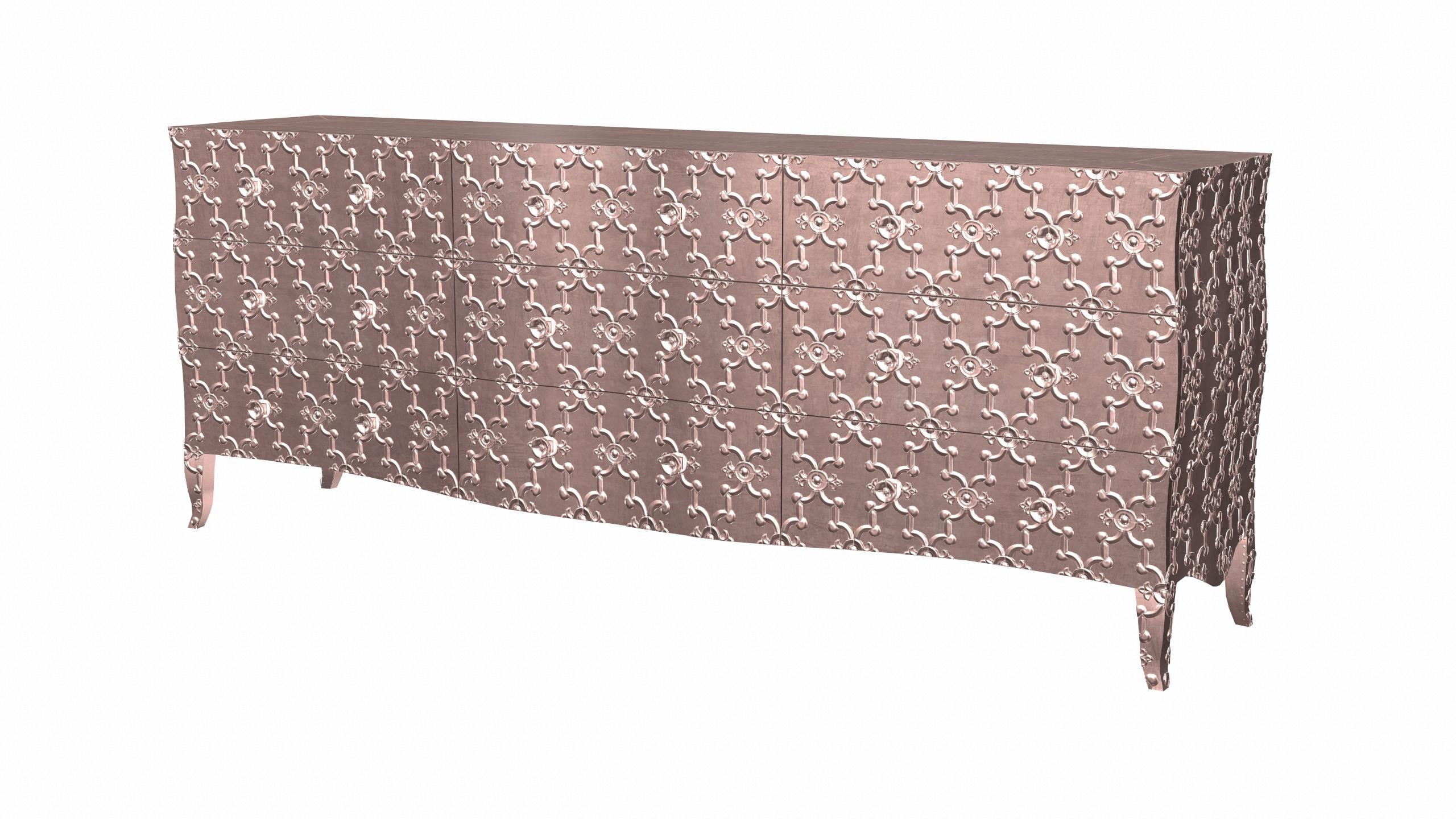 Art Déco Credenza Buffet Louise Art Deco Fleur De Lis Smooth Copper di Paul Mathieu in vendita