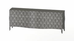 Louise Art Deco Buffet Sideboard Fleur De Lis Smooth White Bronze by Paul Mathie