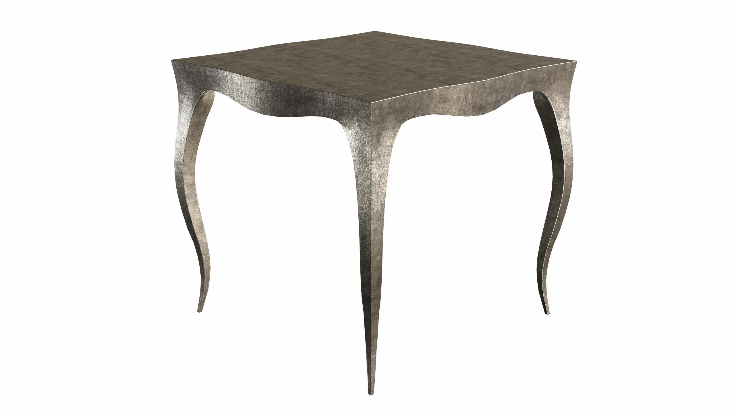 Metal Louise Art Deco Card and Tea Tables Mid. Hammered Antique Bronze by Paul Mathieu For Sale