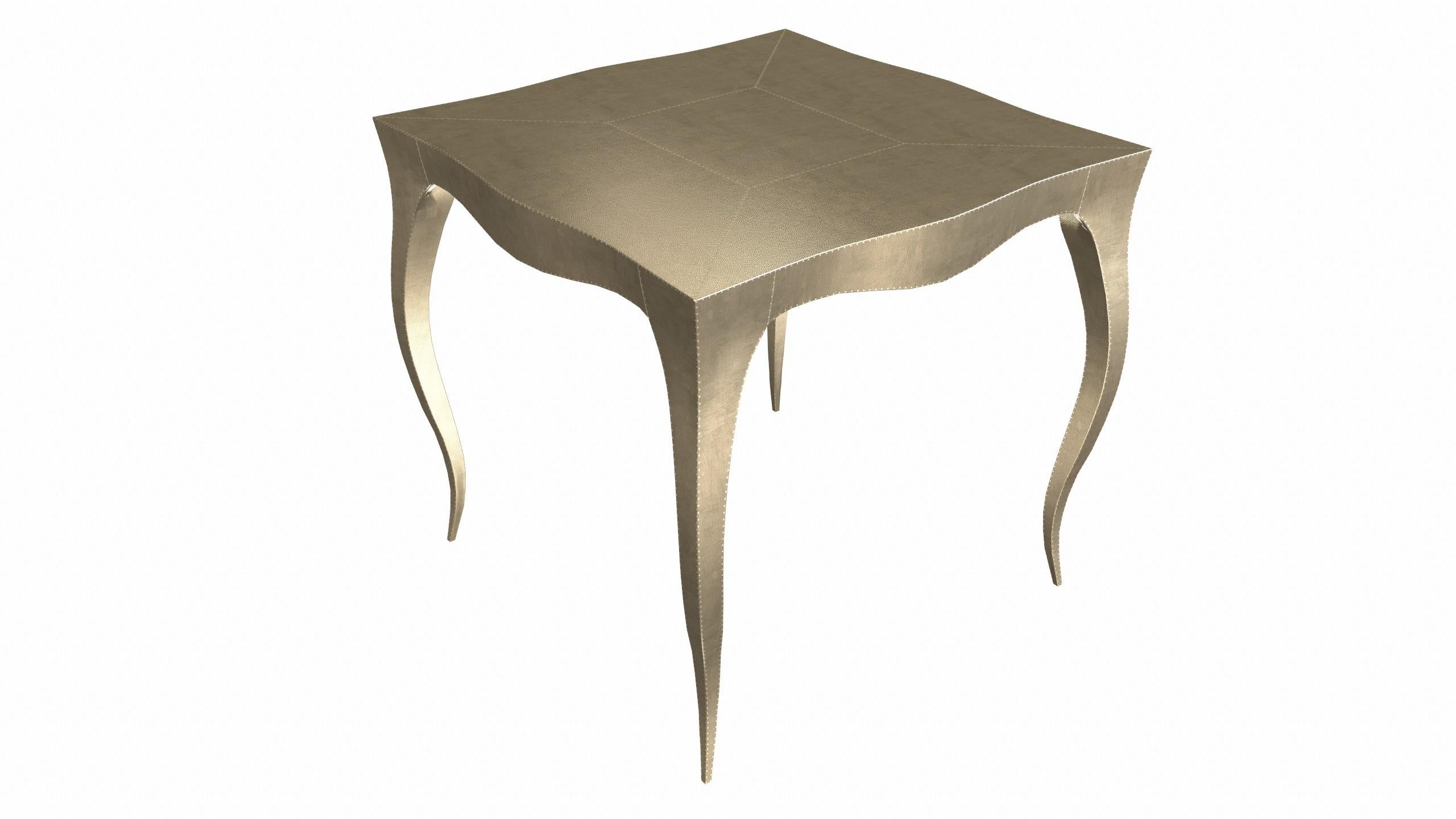 Metal Louise Art Deco Card and Tea Tables Mid. Hammered Brass by Paul Mathieu For Sale