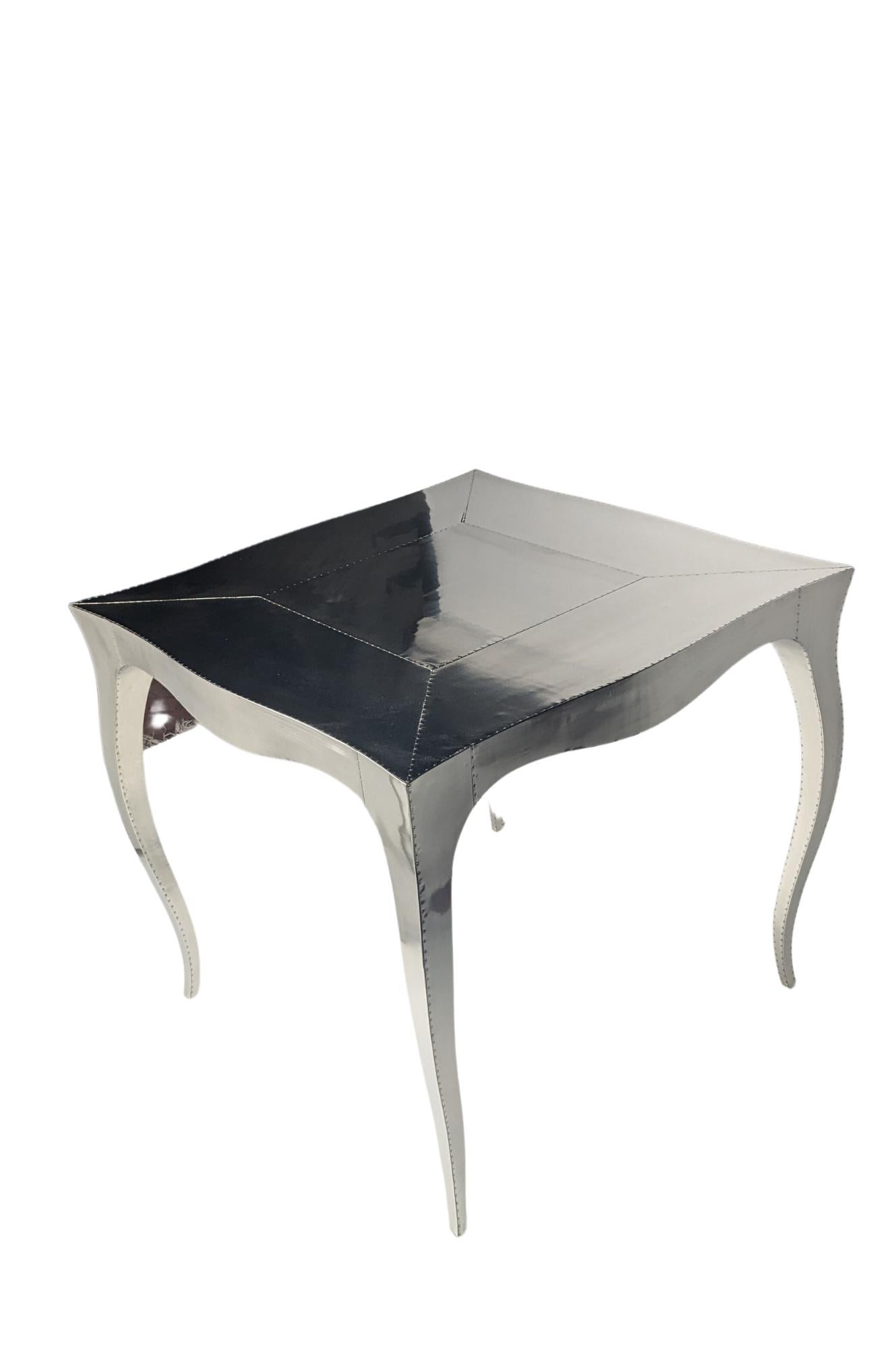 Louise Art Deco Card and Tea Tables Mid. Hammered White Bronze by Paul Mathieu  For Sale 2