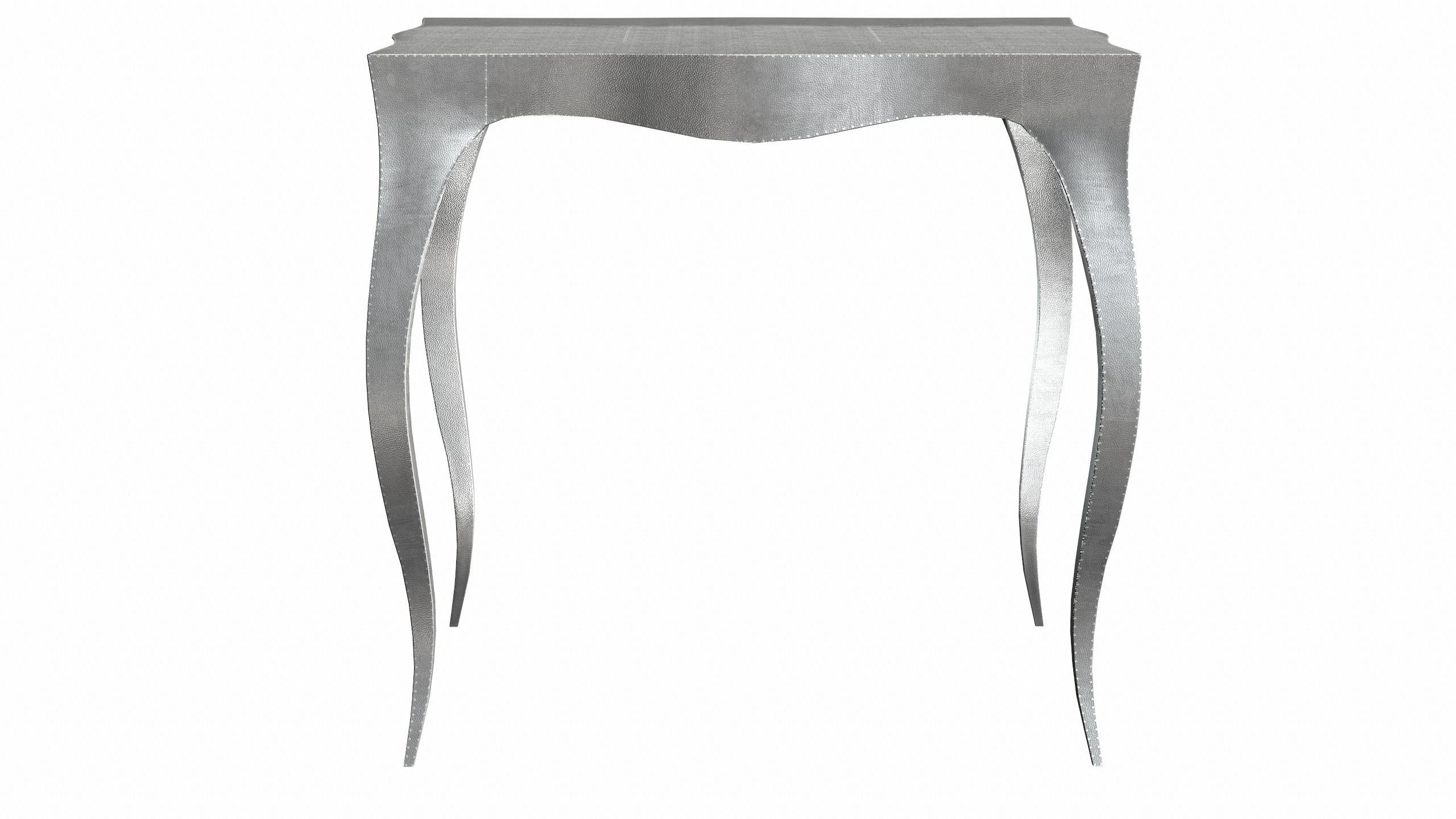 American Louise Art Deco Card and Tea Tables Mid. Hammered White Bronze by Paul Mathieu  For Sale