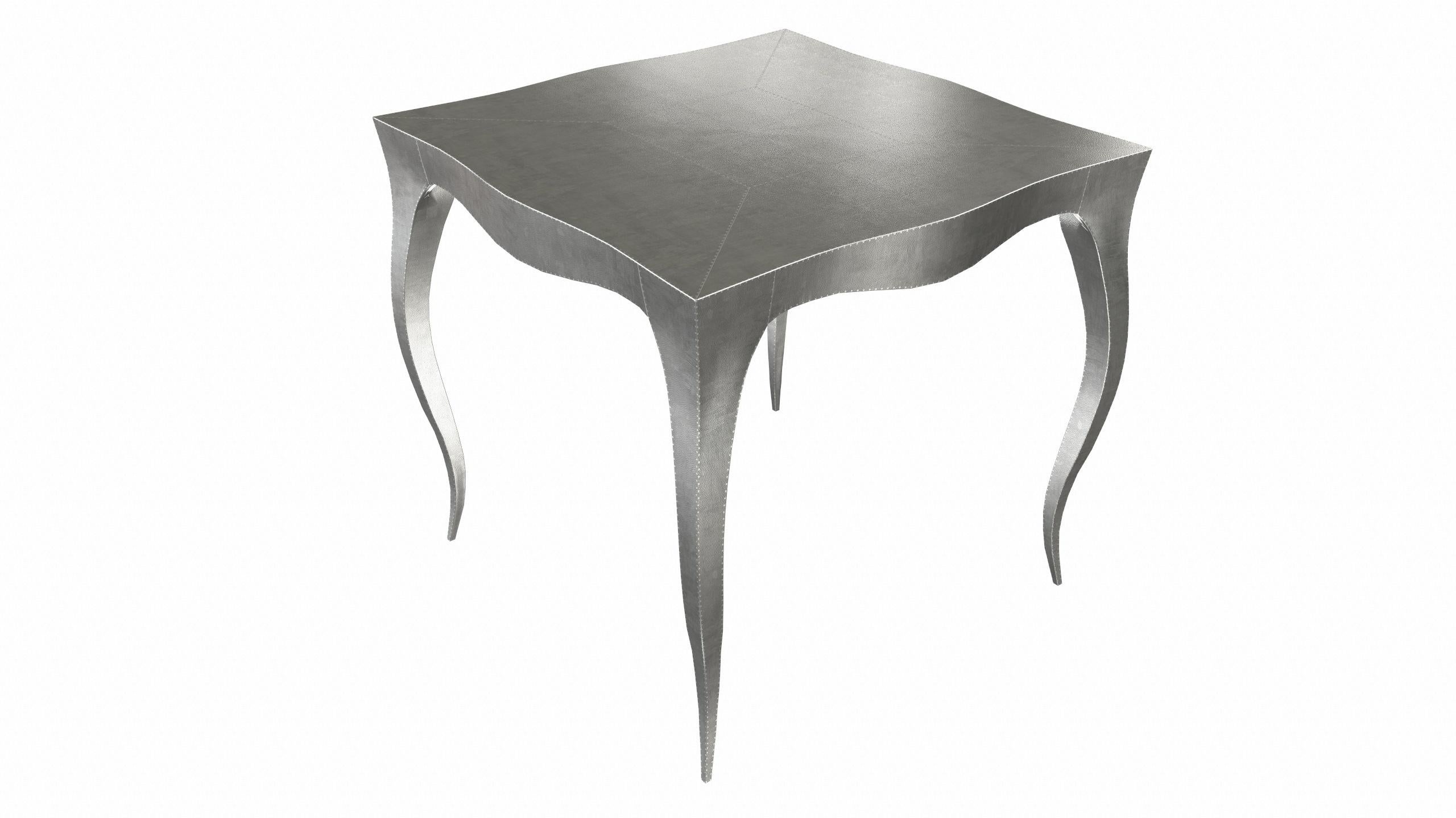 Contemporary Louise Art Deco Card and Tea Tables Mid. Hammered White Bronze by Paul Mathieu  For Sale