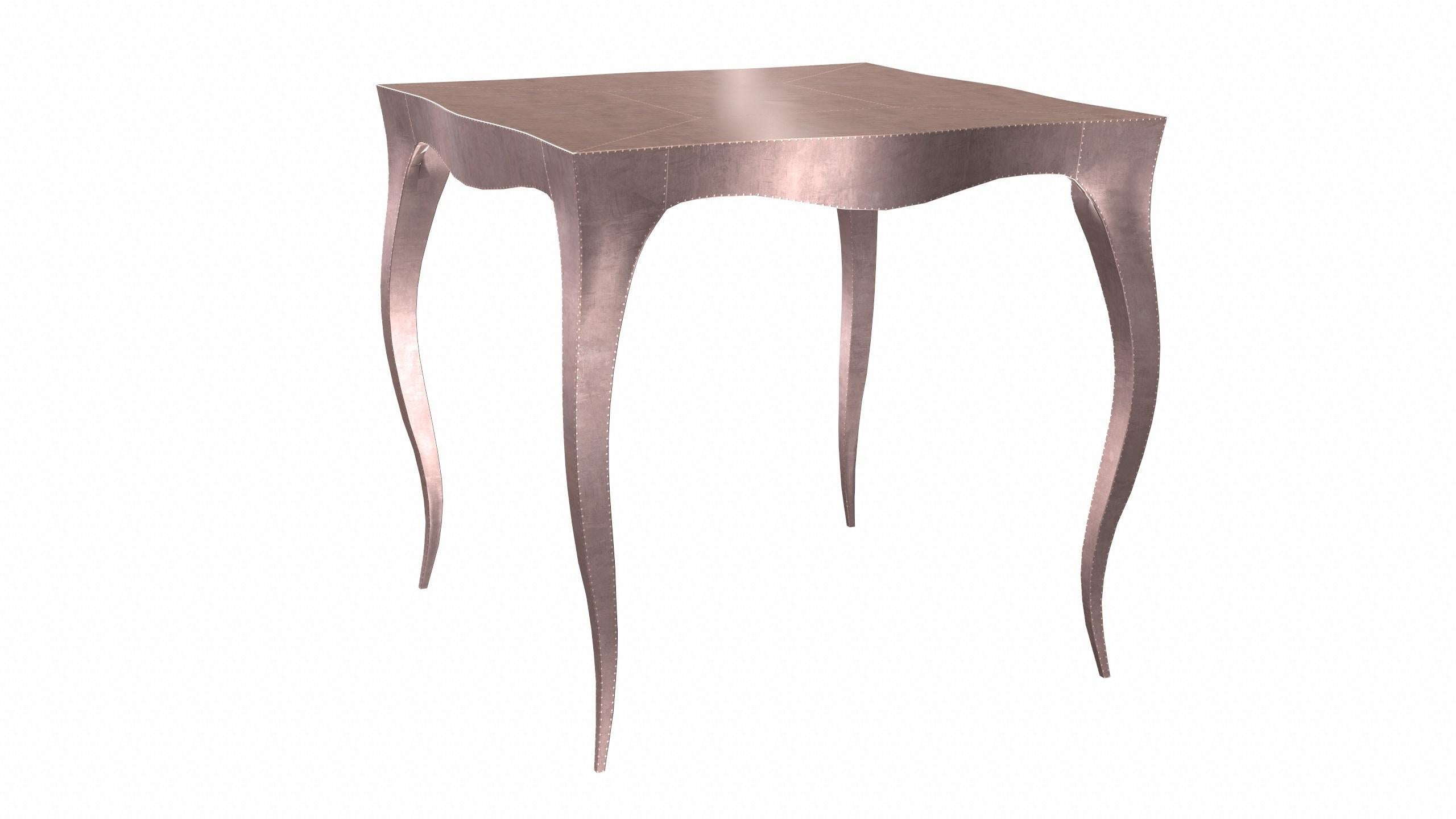 Hand-Carved Louise Art Deco Card and Tea Tables Smooth Copper by Paul Mathieu for S. Odegard For Sale