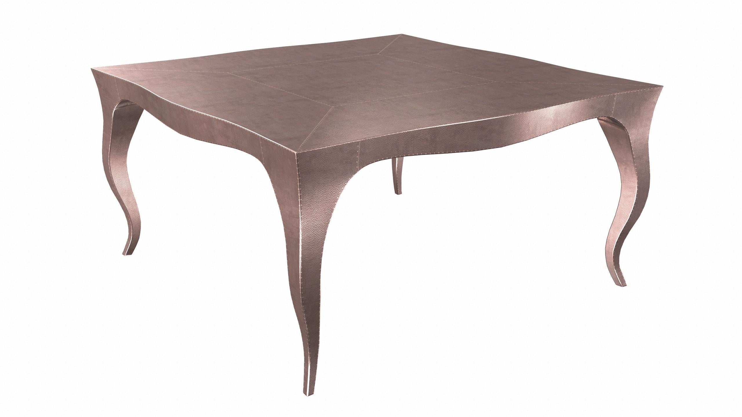 Hand-Carved Louise Art Deco Card Tables and Tea Tables Mid. Hammered Copper by Paul Mathieu For Sale