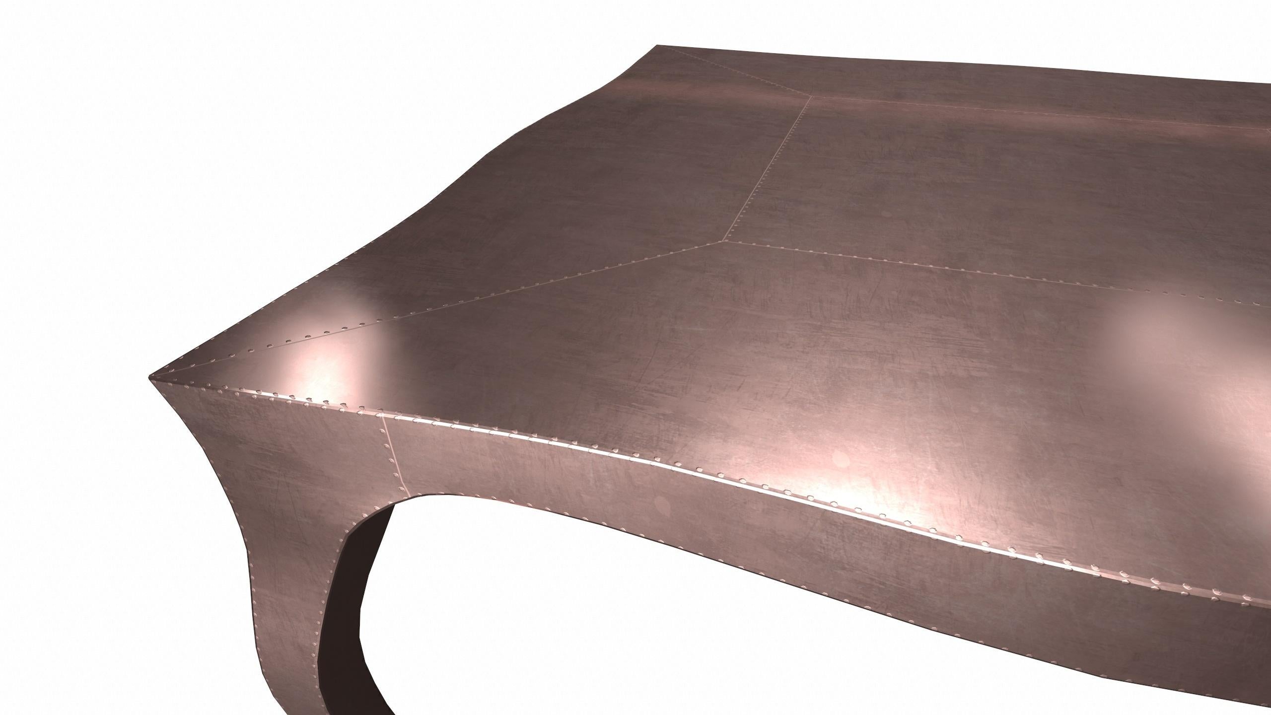Autre Tables de poker et tables à thé Art déco cuivre lisse 18,5x18,5x10 pouces  en vente
