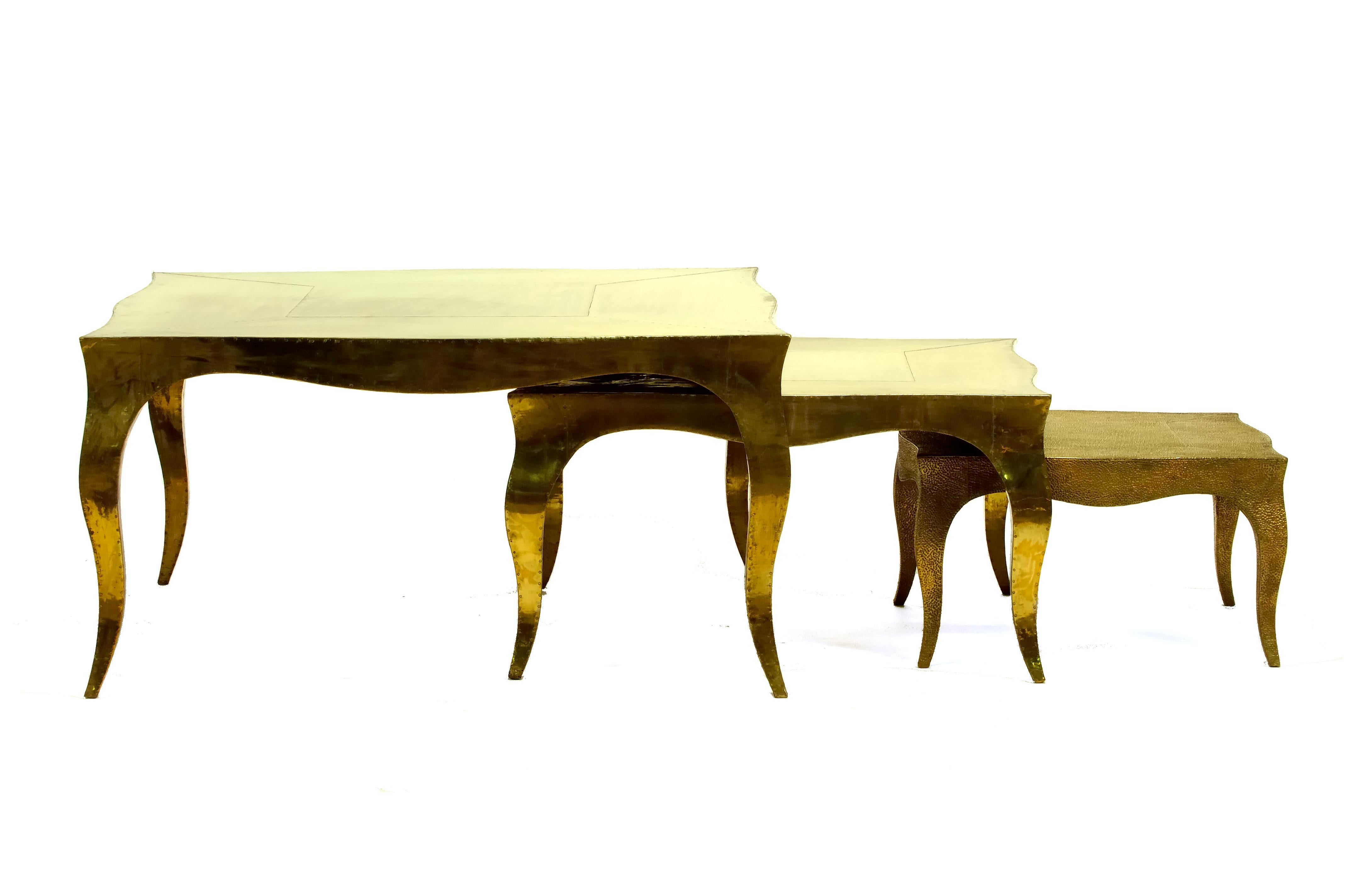Tavolini da centro Louise Art Deco in ottone martellato 18,5x18,5x10 pollici in vendita 6