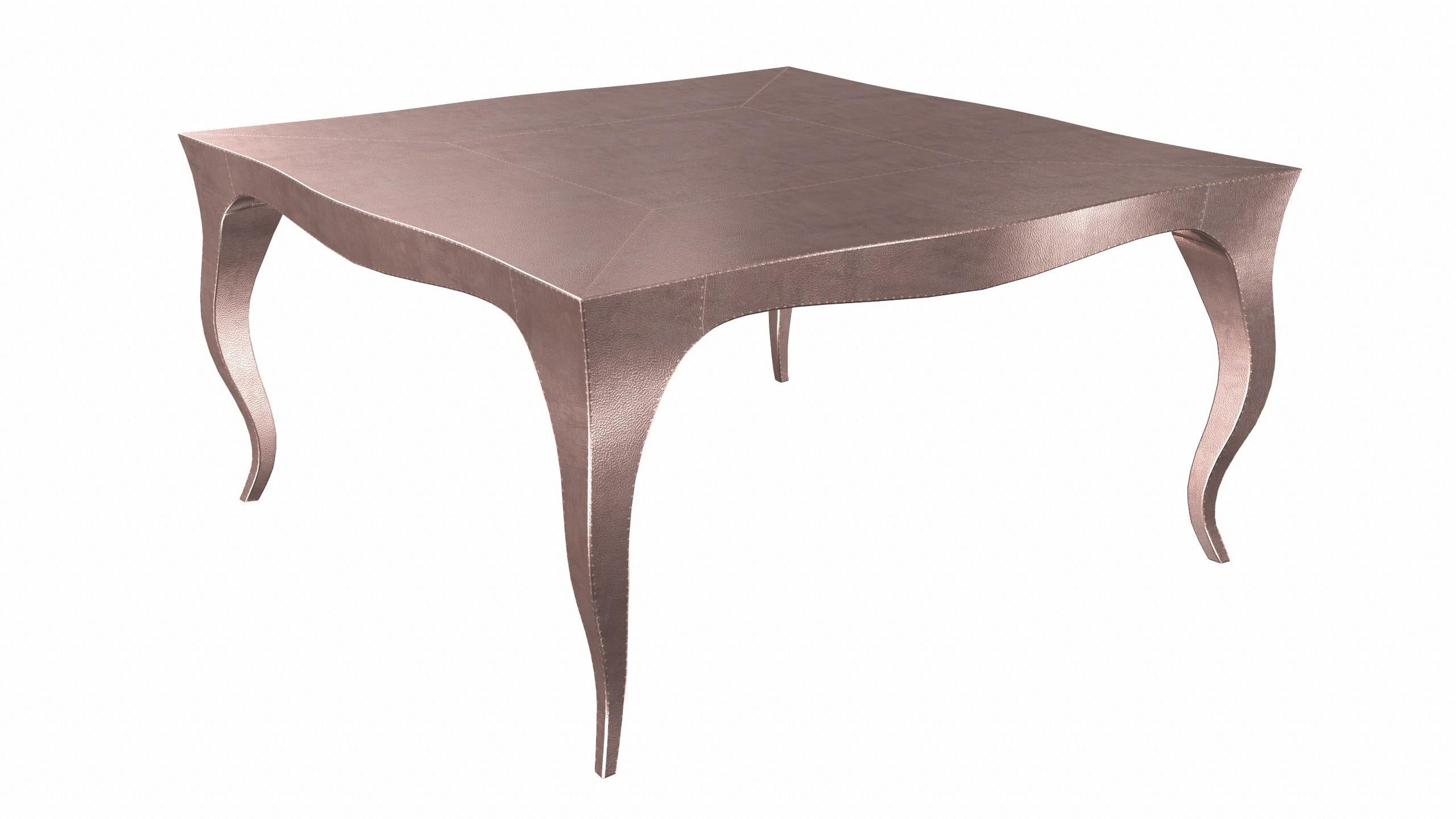 Hand-Carved Louise Art Deco Center Tables Fine Hammered Copper 18.5x18.5x10 inch  For Sale