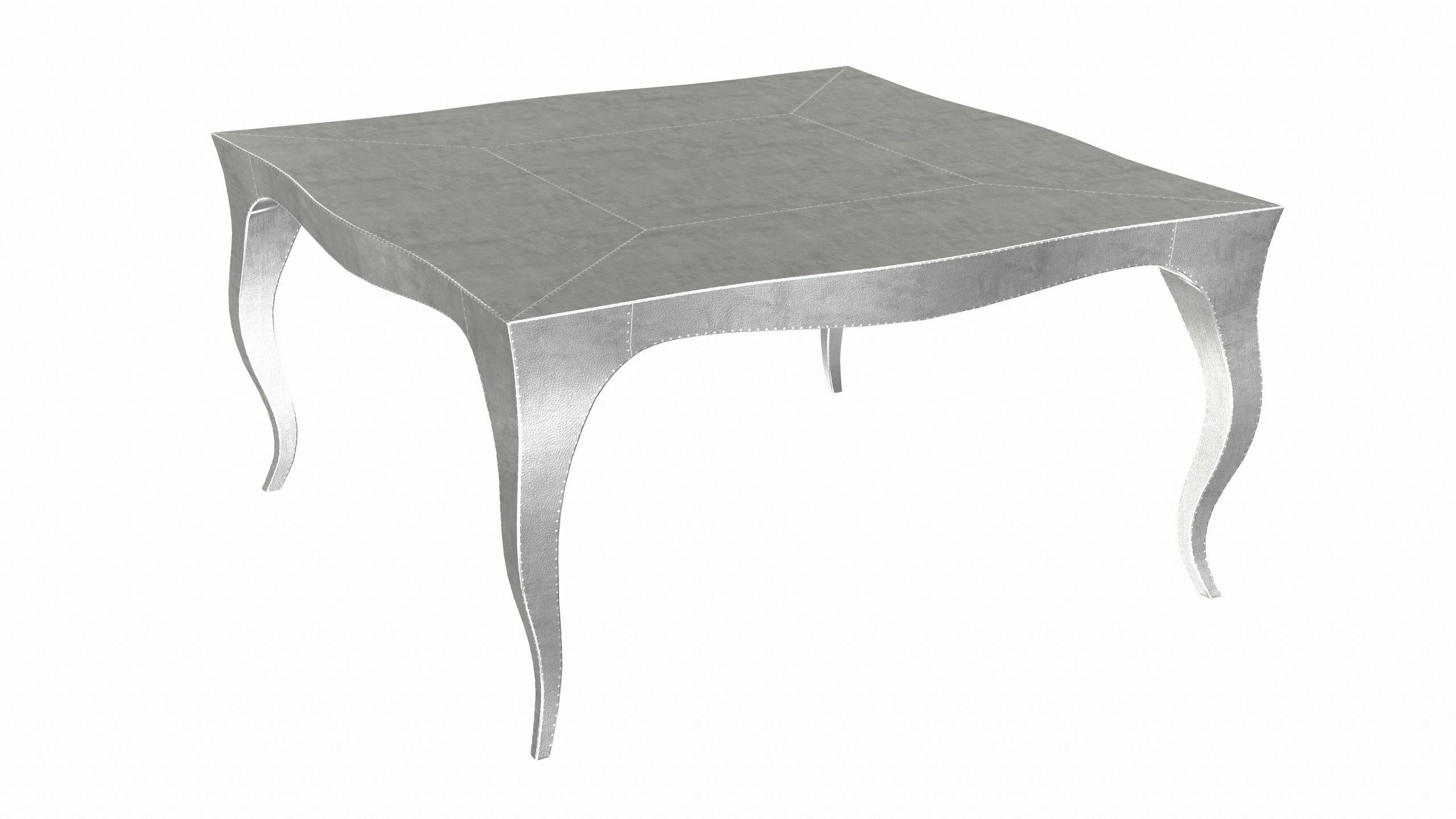 Hand-Carved Louise Art Deco Center Tables Fine Hammered White Bronze 18.5x18.5x10 inch For Sale
