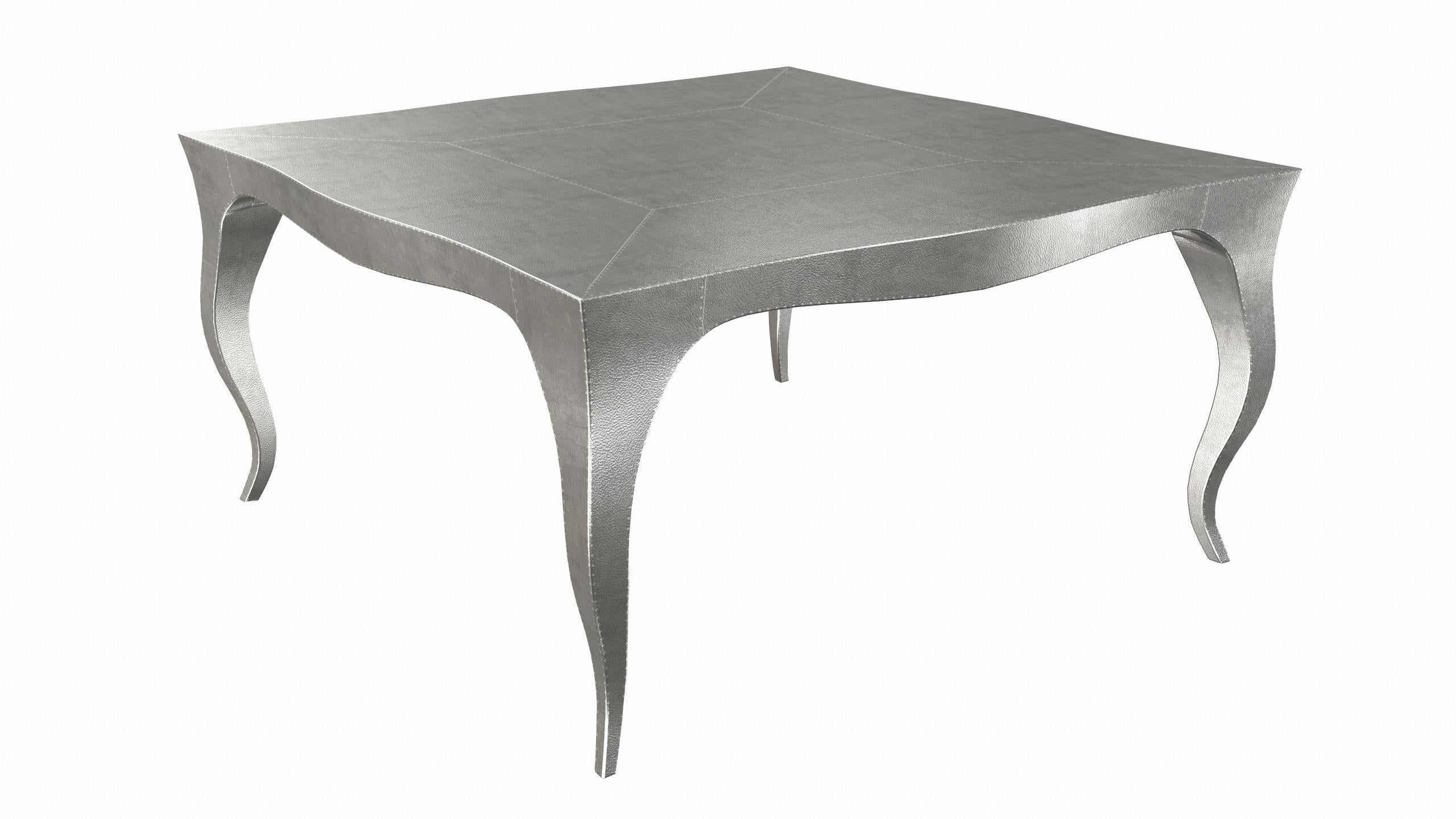 Louise Art Deco Center Tables Fine Hammered White Bronze 18.5x18.5x10 inch In New Condition For Sale In New York, NY