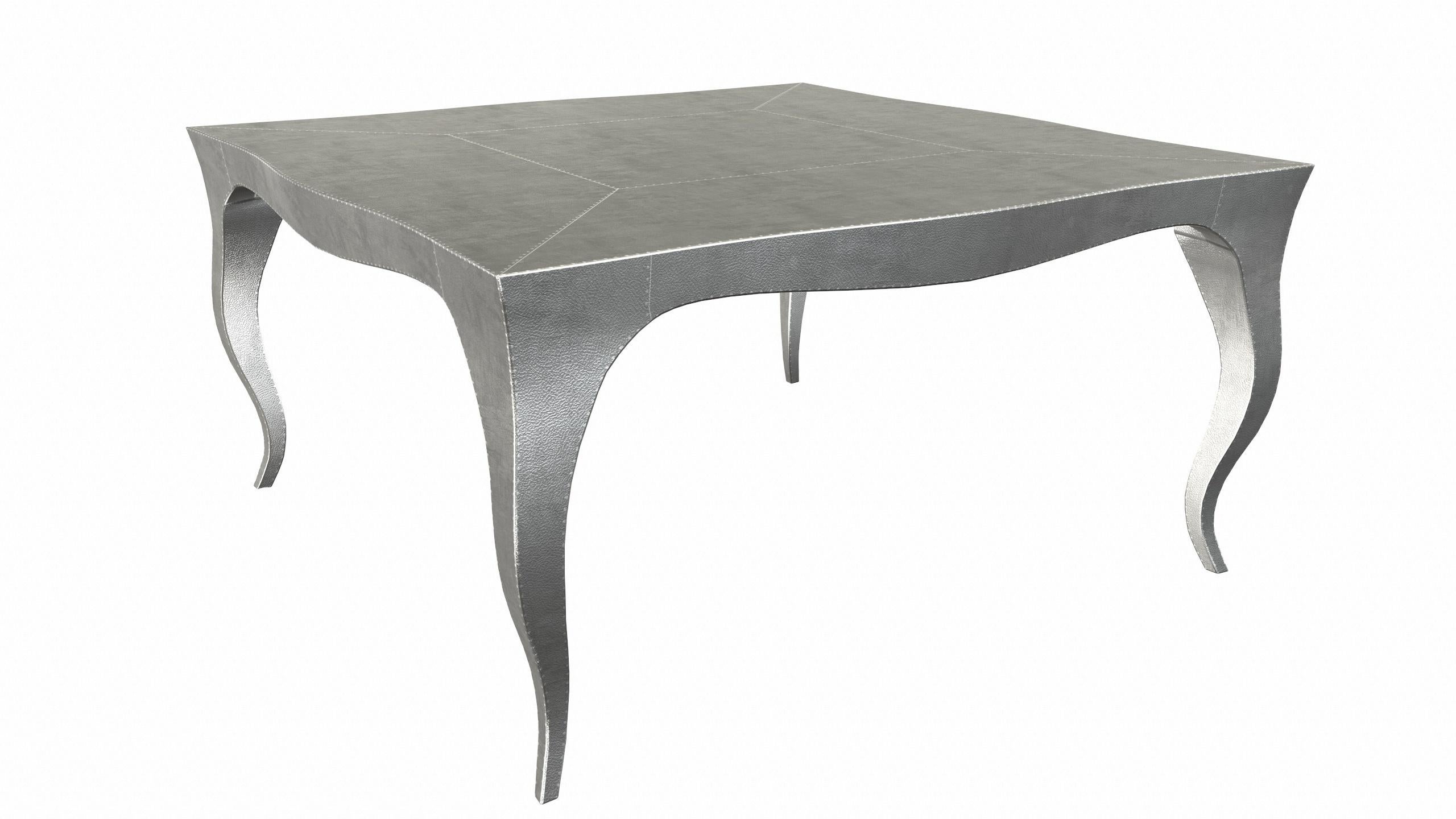 Contemporary Louise Art Deco Center Tables Fine Hammered White Bronze 18.5x18.5x10 inch For Sale