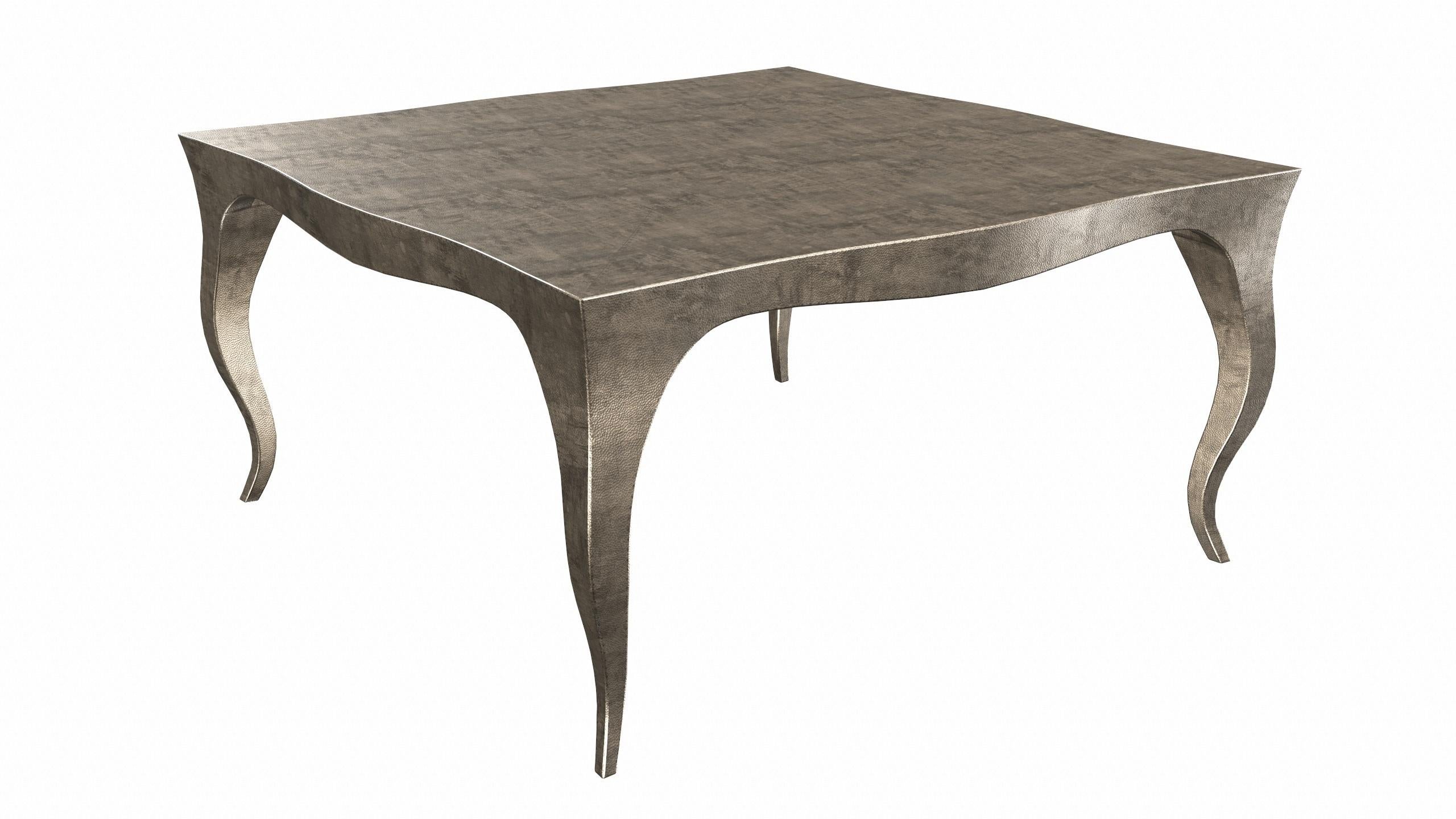 Contemporary Louise Art Deco Center Tables Mid. Hammered Antique Bronze 18.5x18.5x10 inch   For Sale