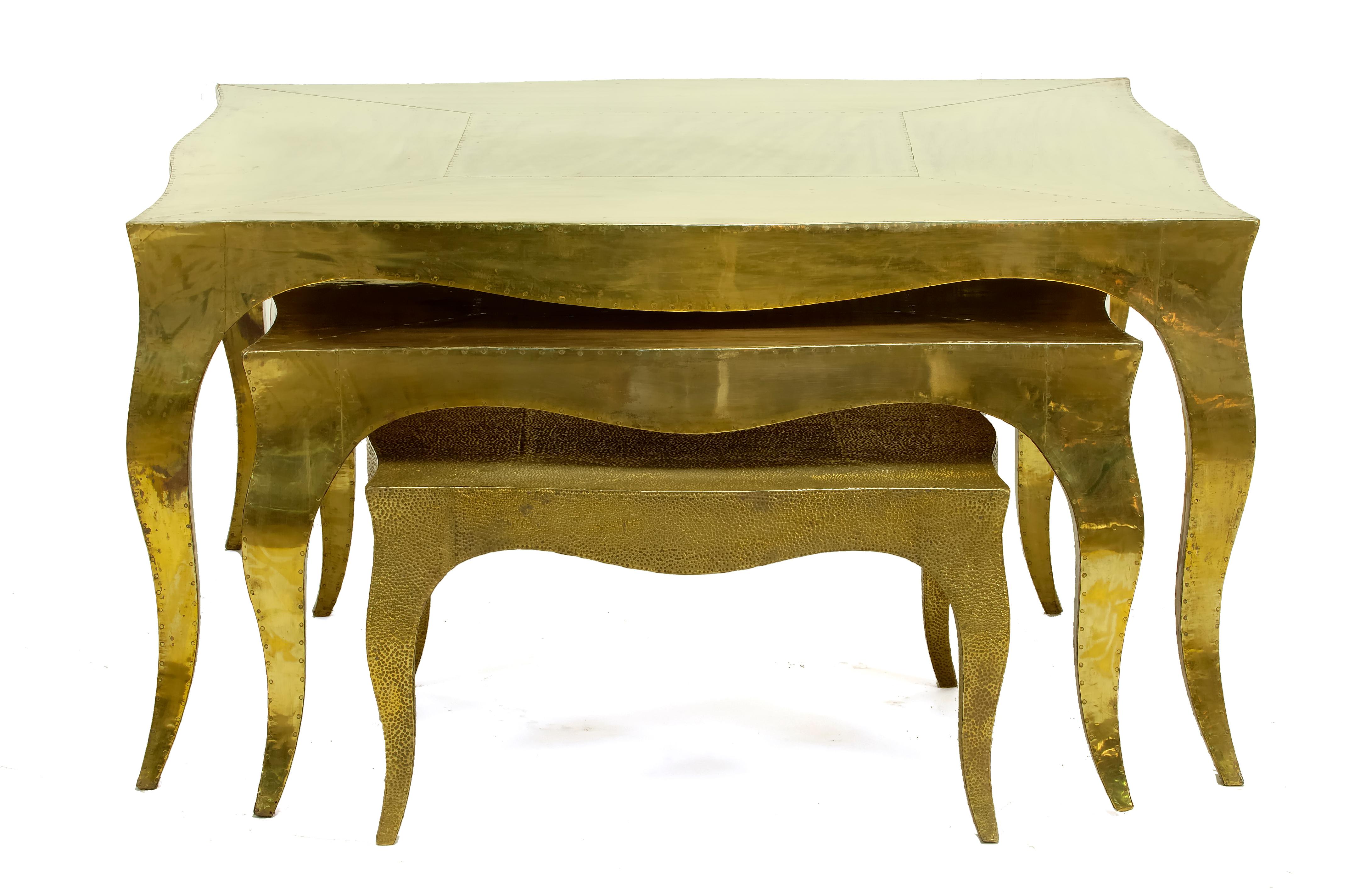 Louise Art Deco Center Tables Mid. Hammered Brass by Paul Mathieu for S.Odegard For Sale 4