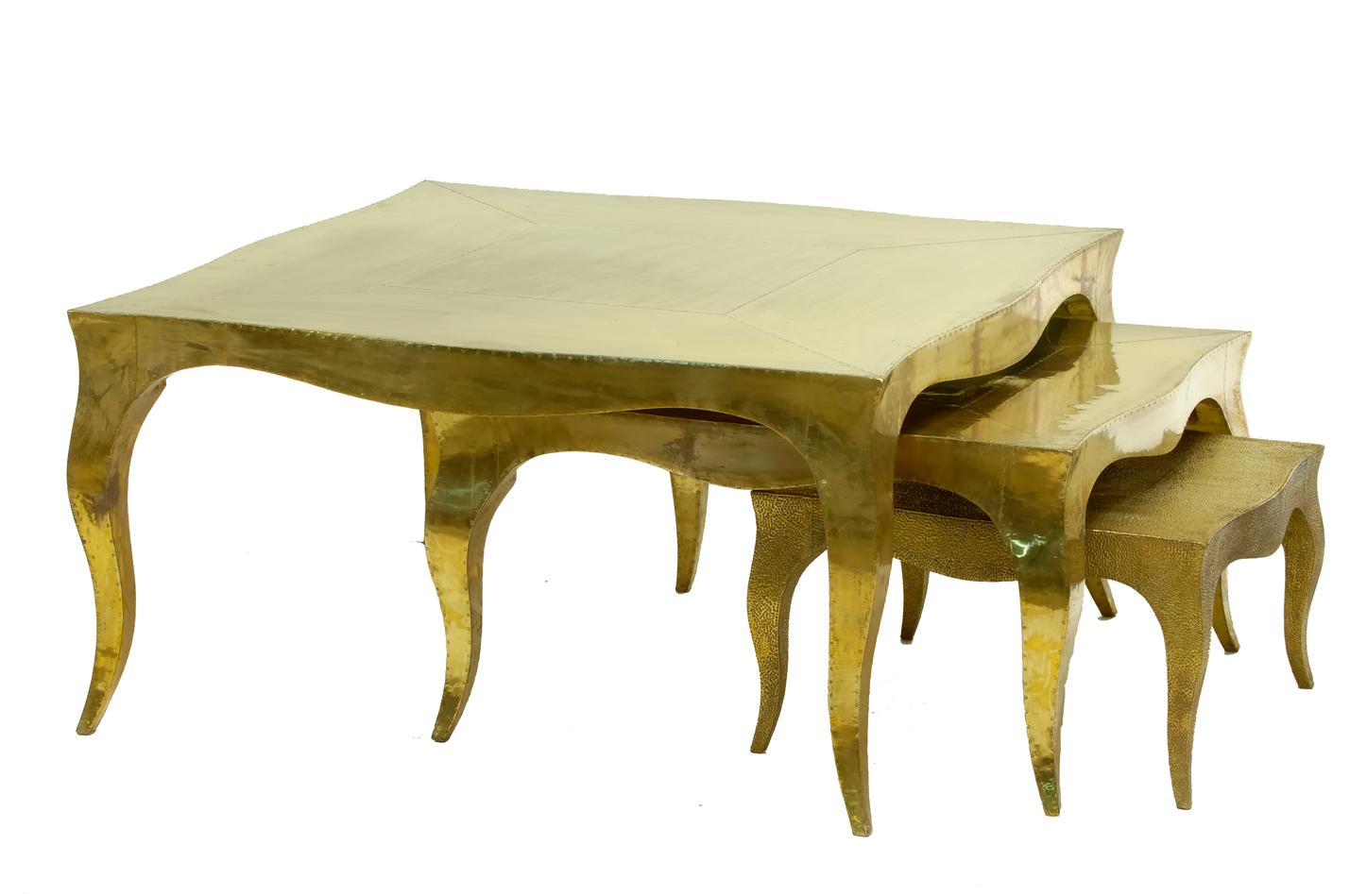 Tavoli da centro Louise Art Deco Mid. Bronzo bianco martellato 18,5x18,5x10 pollici in vendita 10